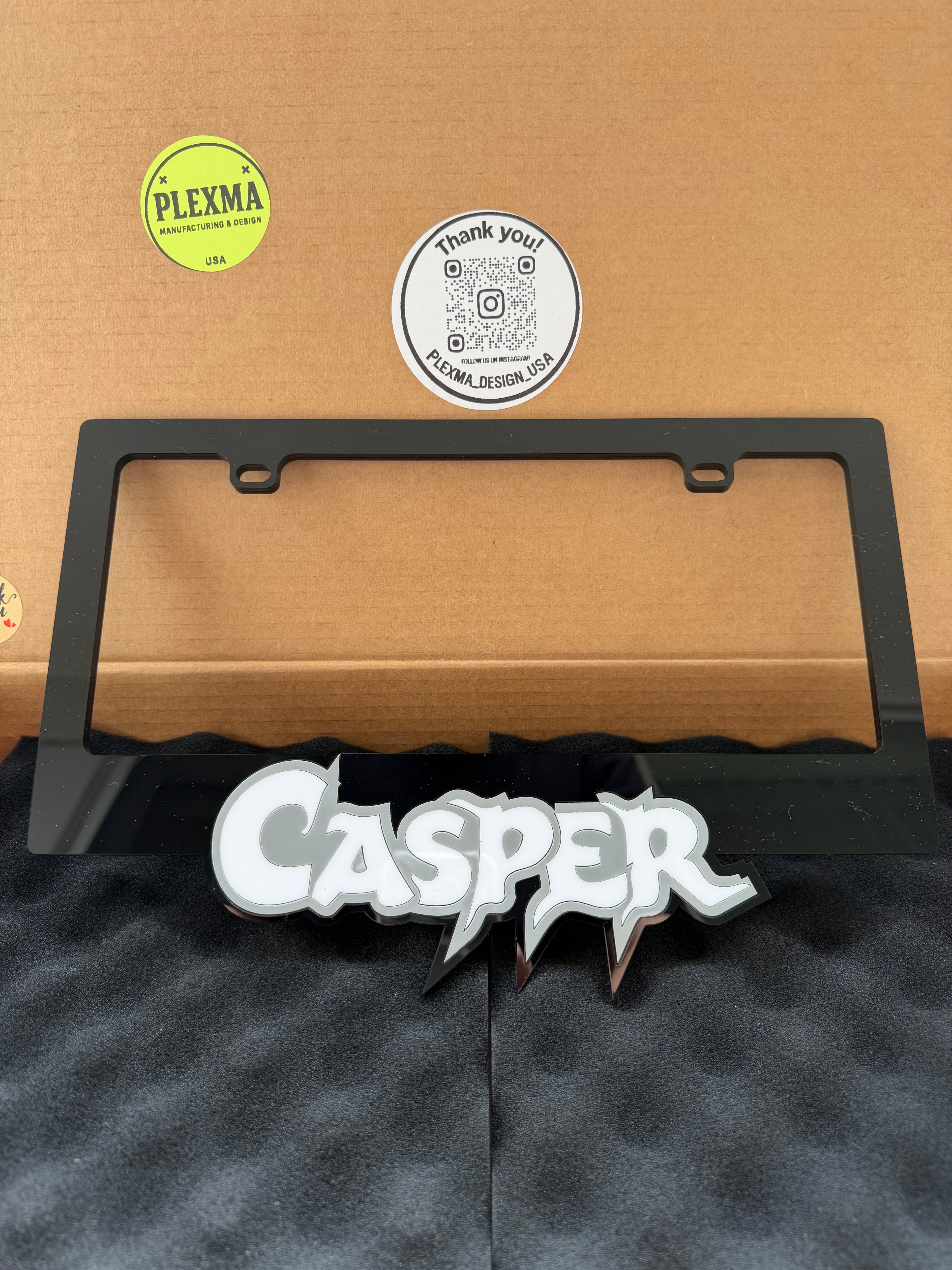 Spooky Casper Theme Custom 3D License Plate Frame Luxury Auto Accessory USA