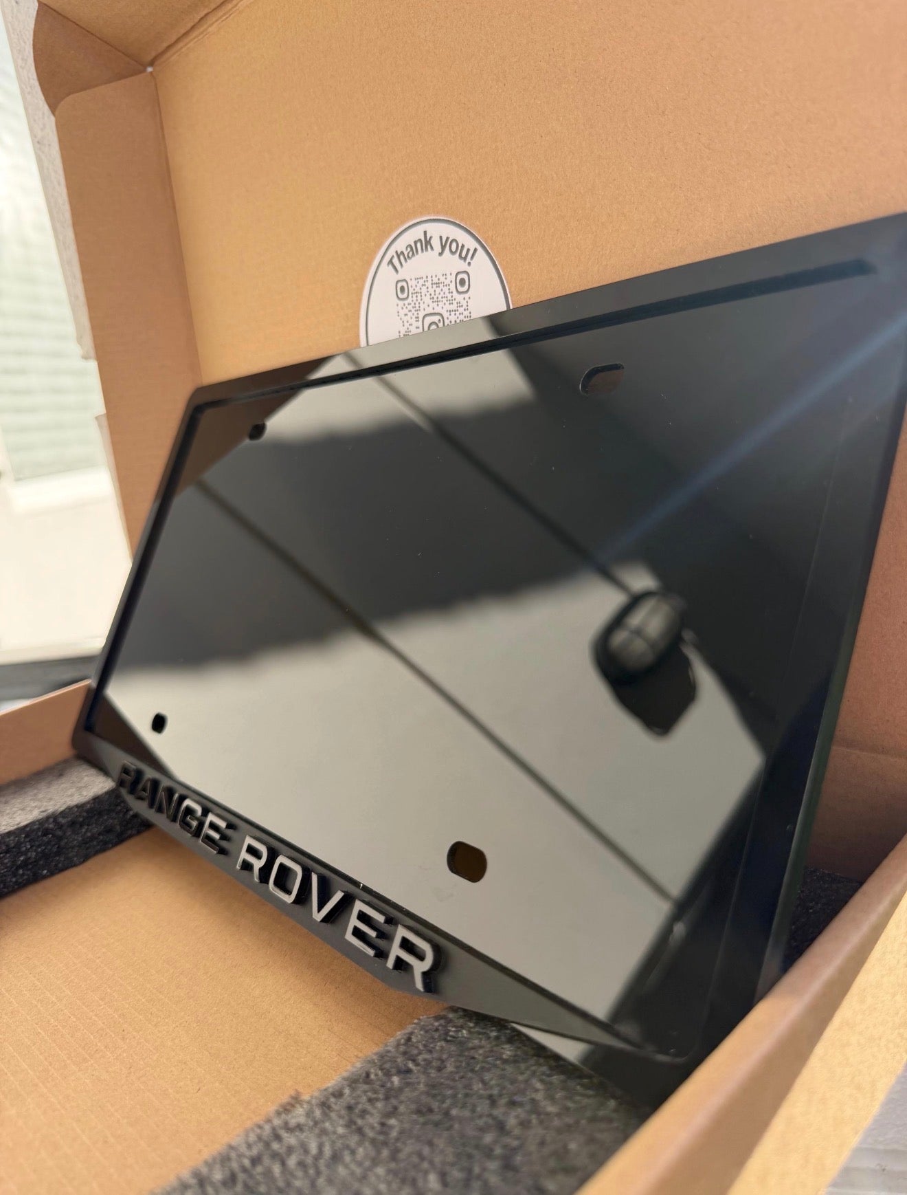 Range Rover custom license plate frame acrylic