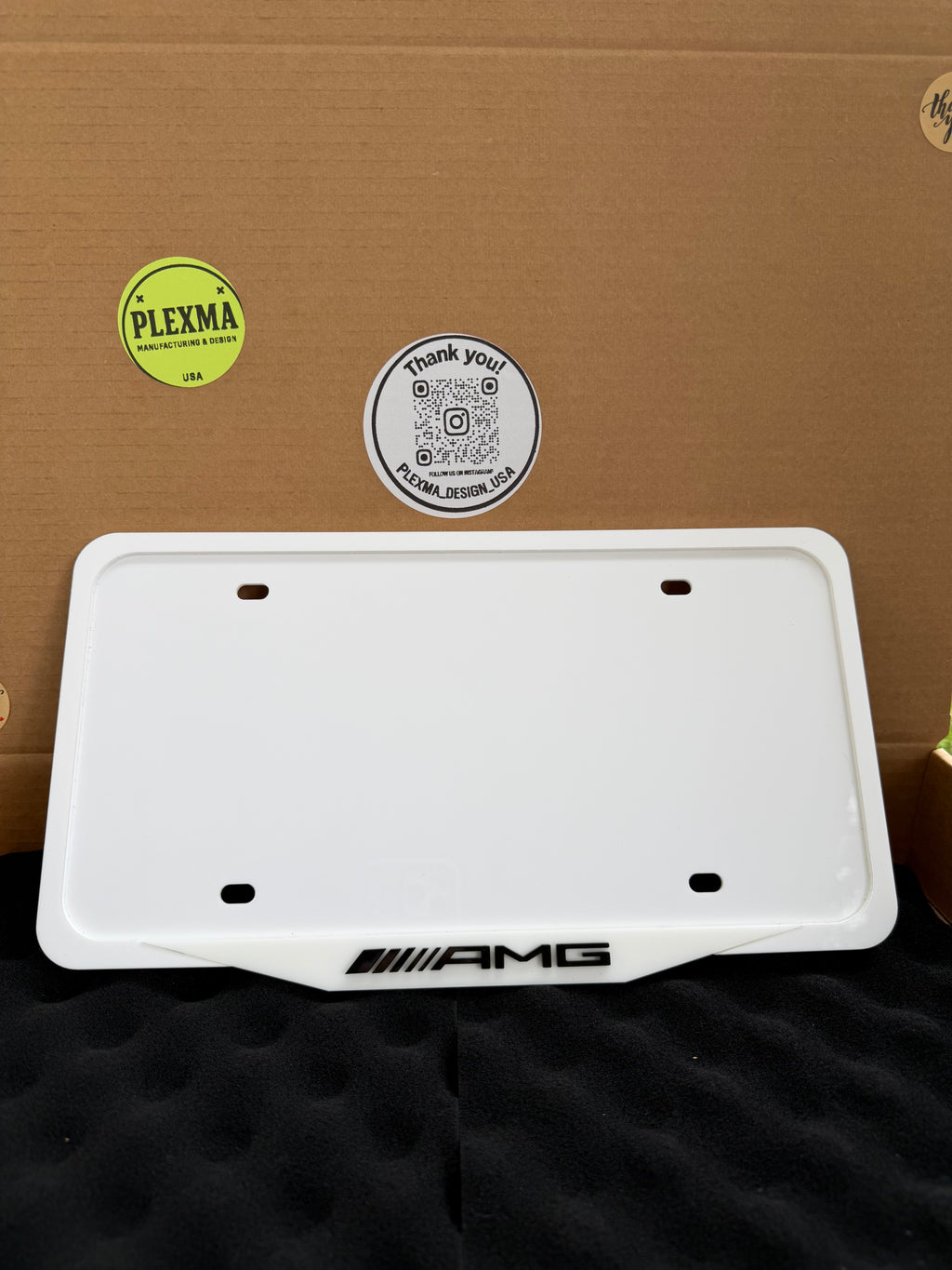 Mercedes-Benz AMG logo plate frame 3D layered acrylic, premium black car frame