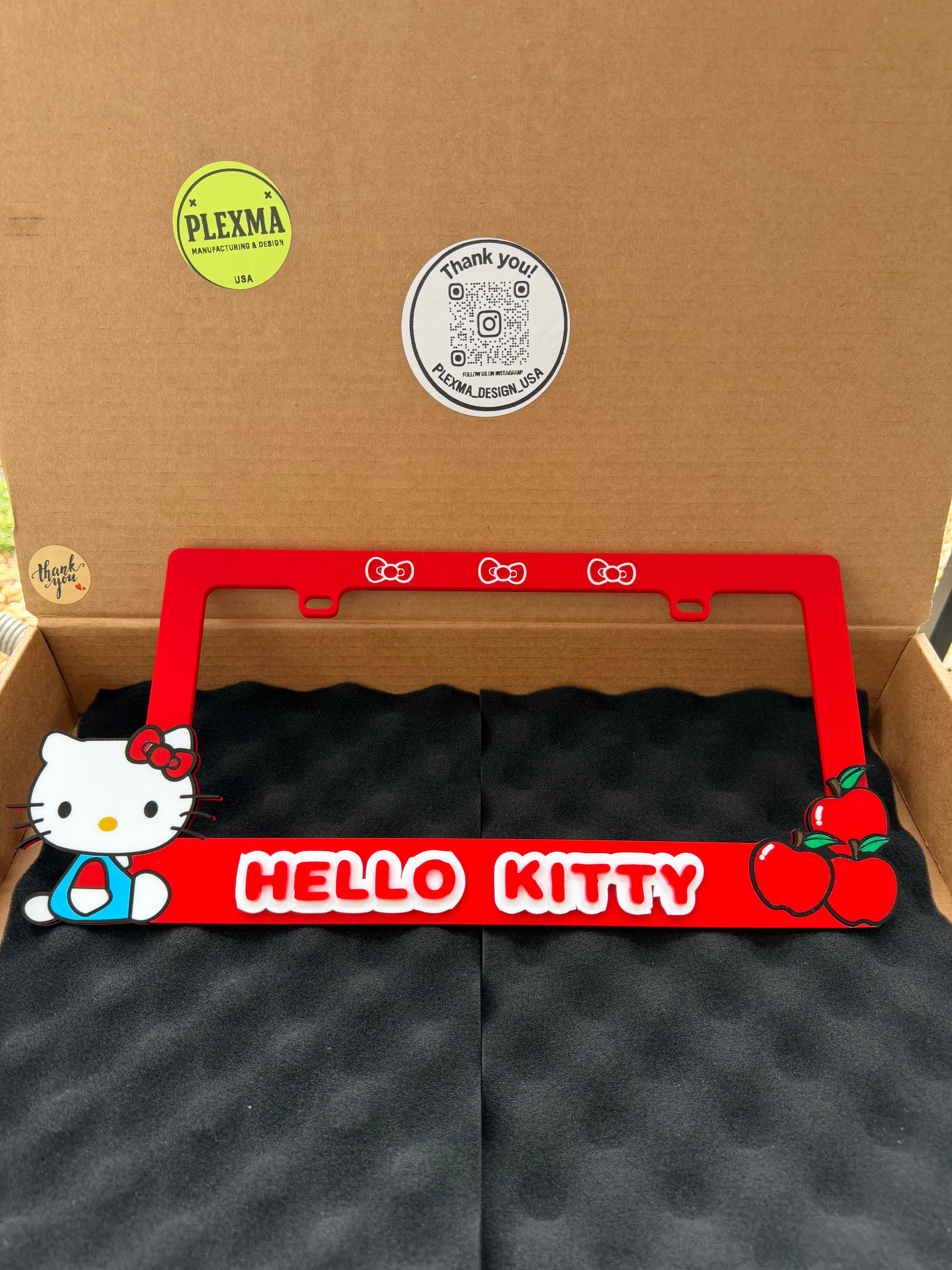 Hello Kitty 3D Acrylic License Plate Frame | Cute Kawaii Car Decor