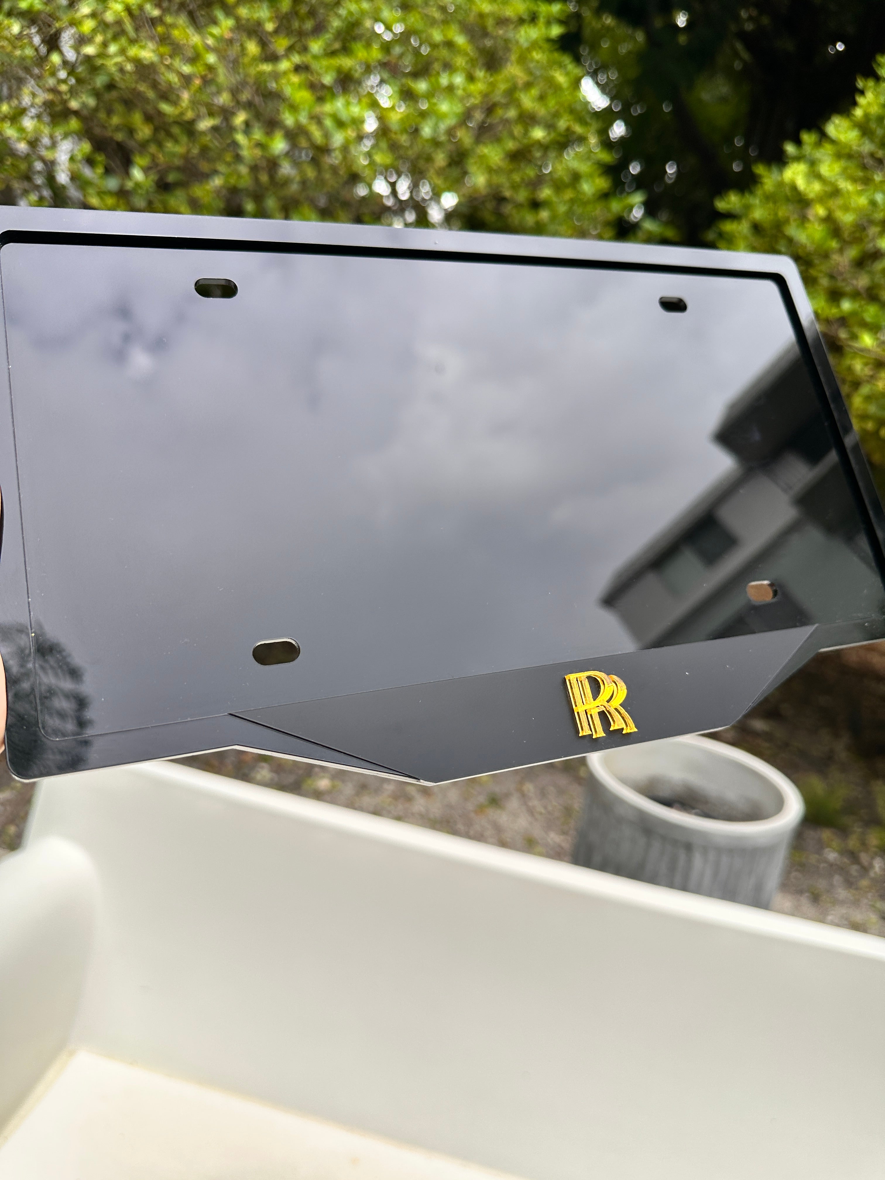Plexma Black Acrylic License Plate Frame – Rolls-Royce Style (Custom Available)