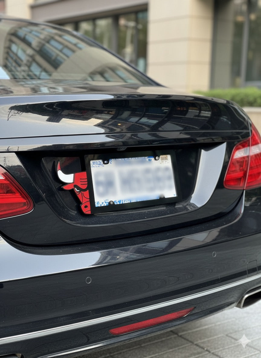 Chicago Bulls Inspired Acrylic License Plate Frame – Red Bull Head Design | Plexma Custom