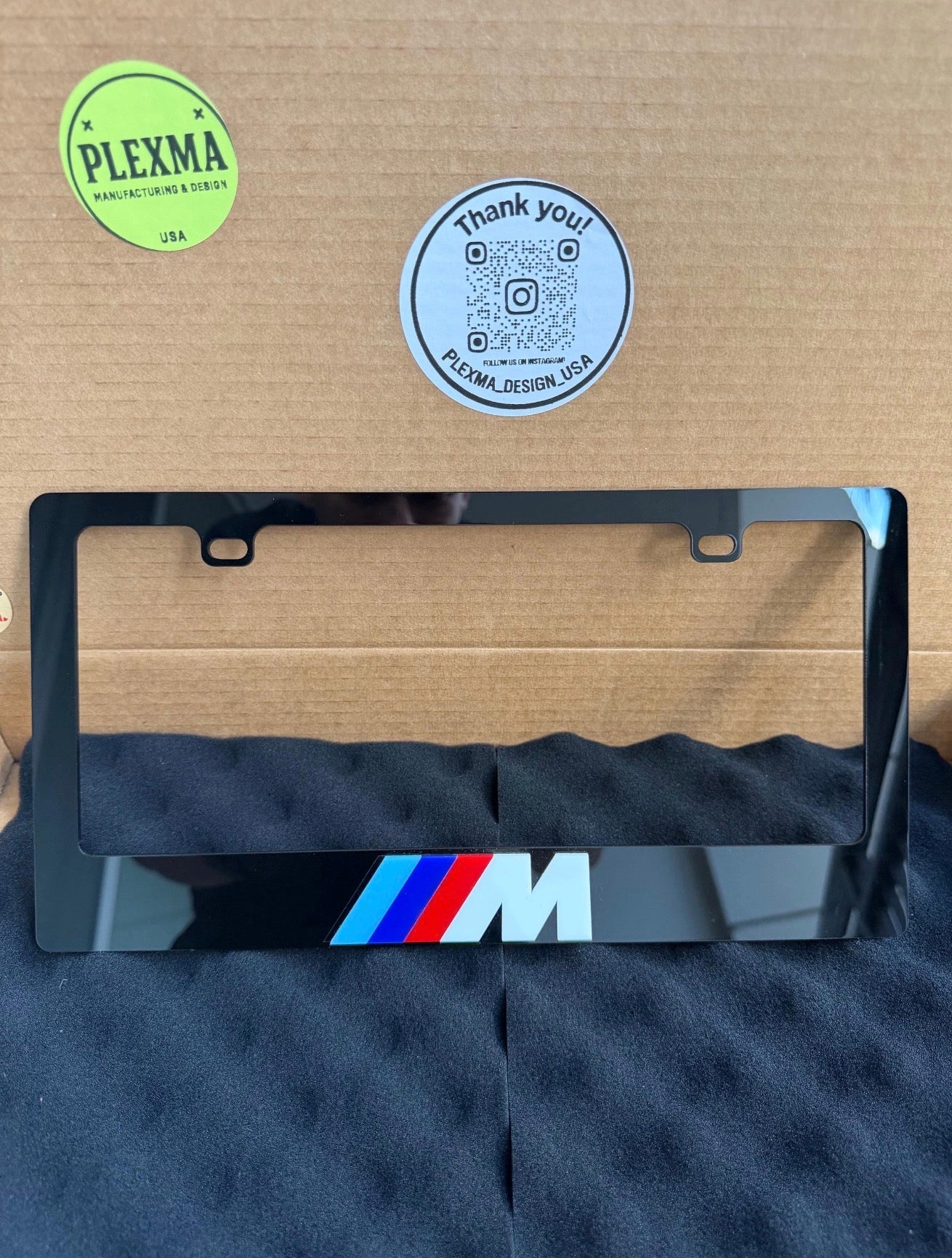BMW M 3D license plate frame glossy black custom acrylic