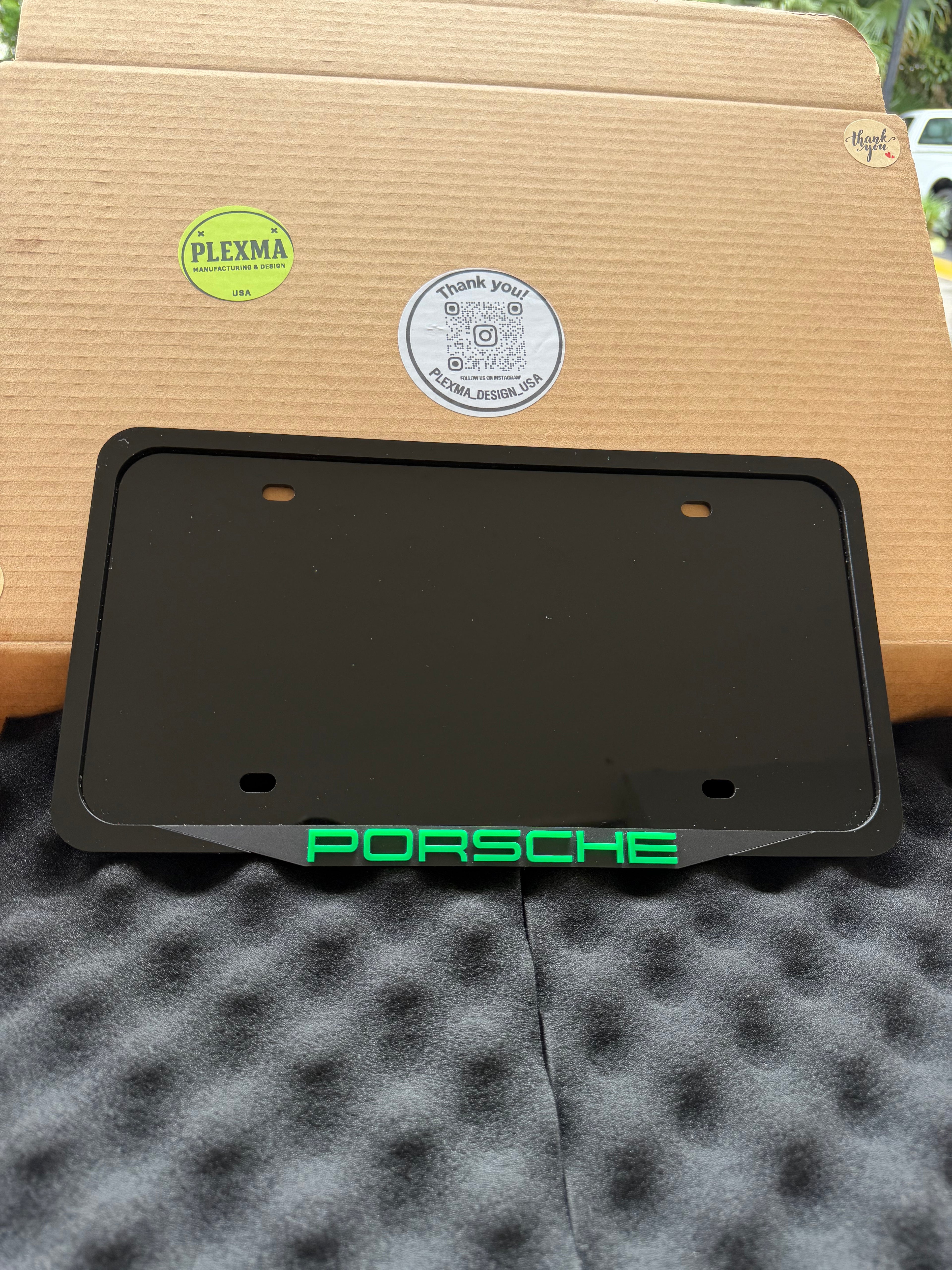 PORSCHE NEON GREEN Sport Style License Plate Frame – Glossy 3D Acrylic