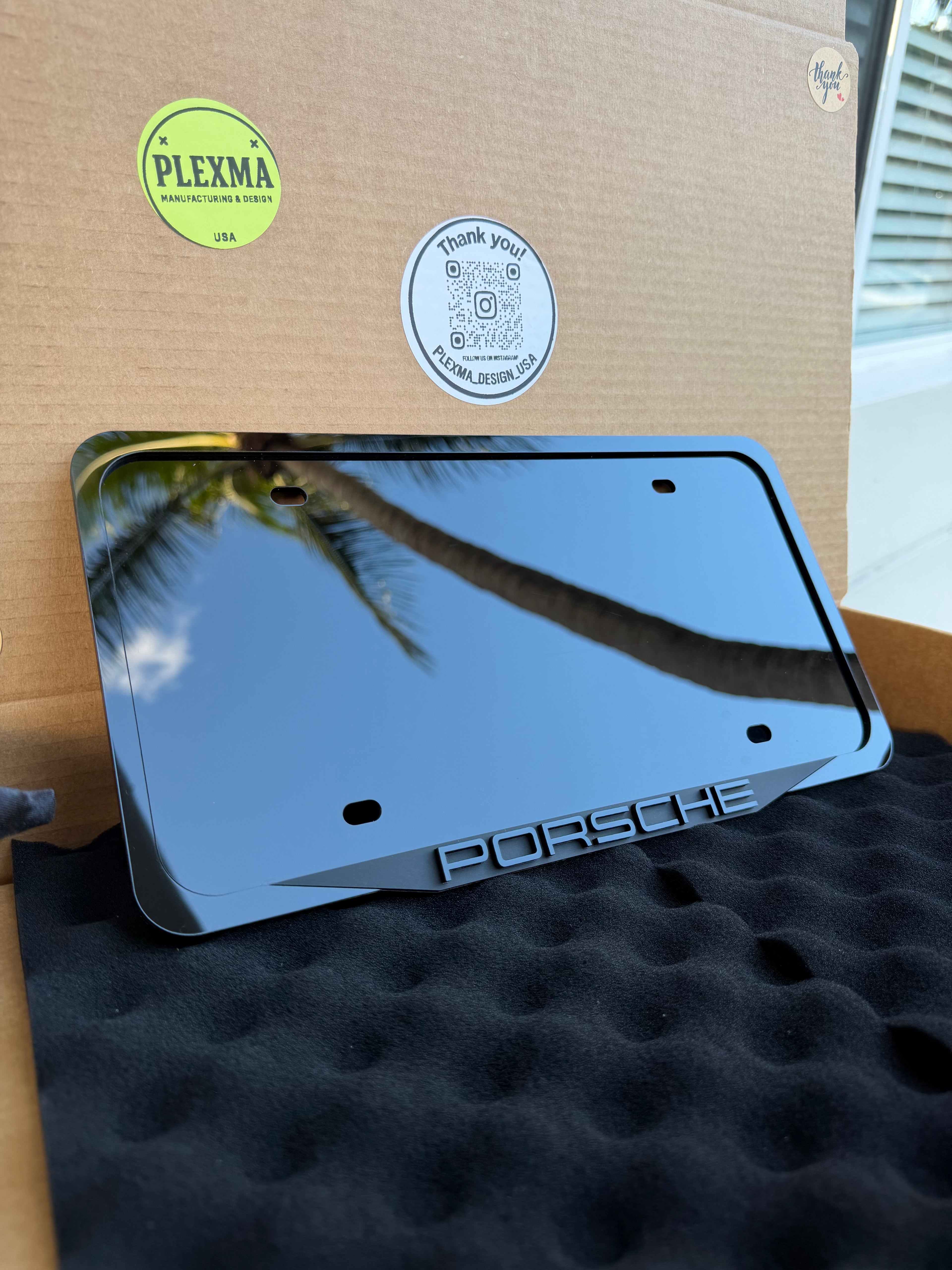 Personalized 3D license plate frame custom acrylic car frame glossy black handmade auto decor
