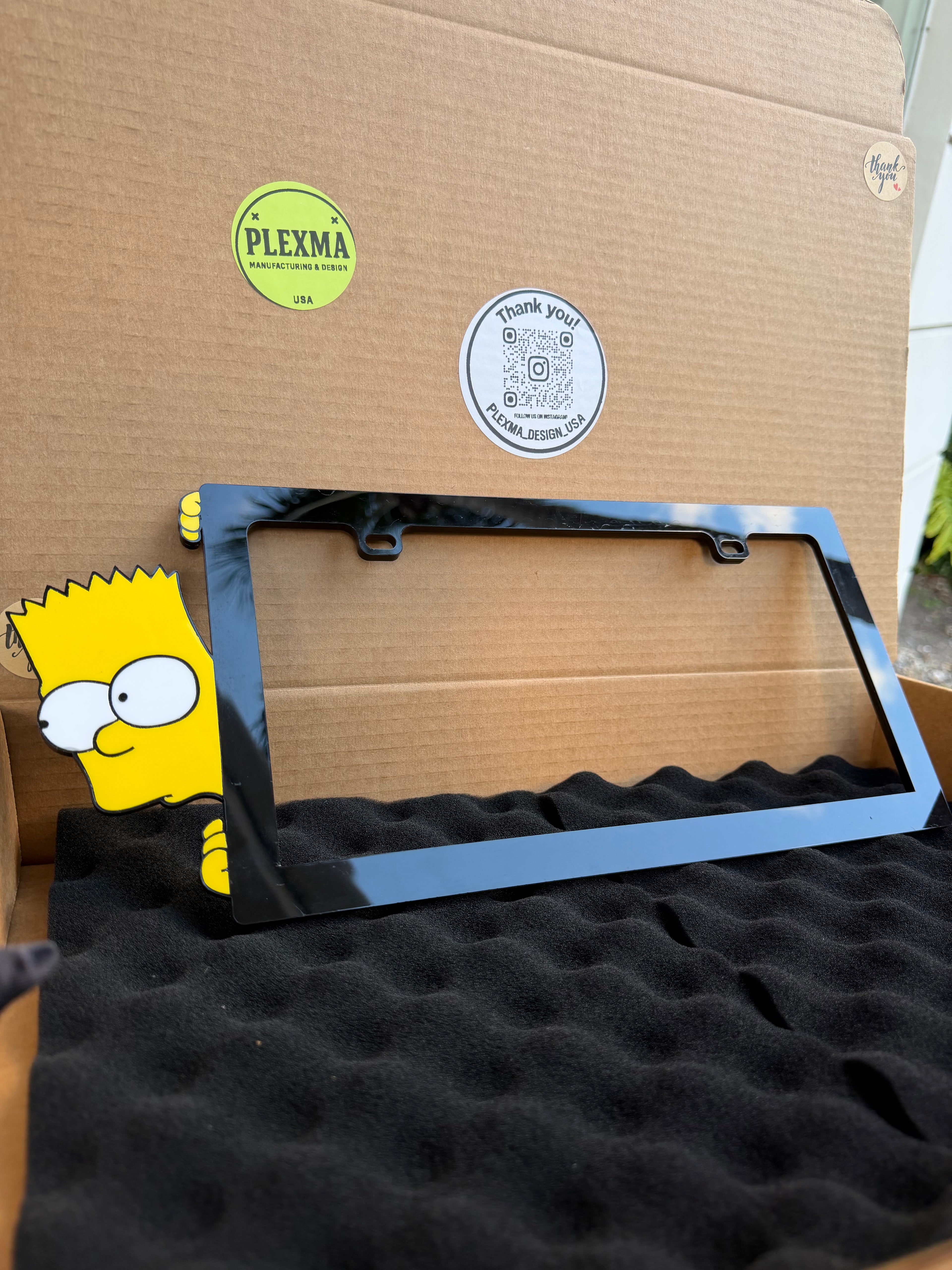 Cartoon Bart Simpson acrylic license plate frame 3D car accessory custom

