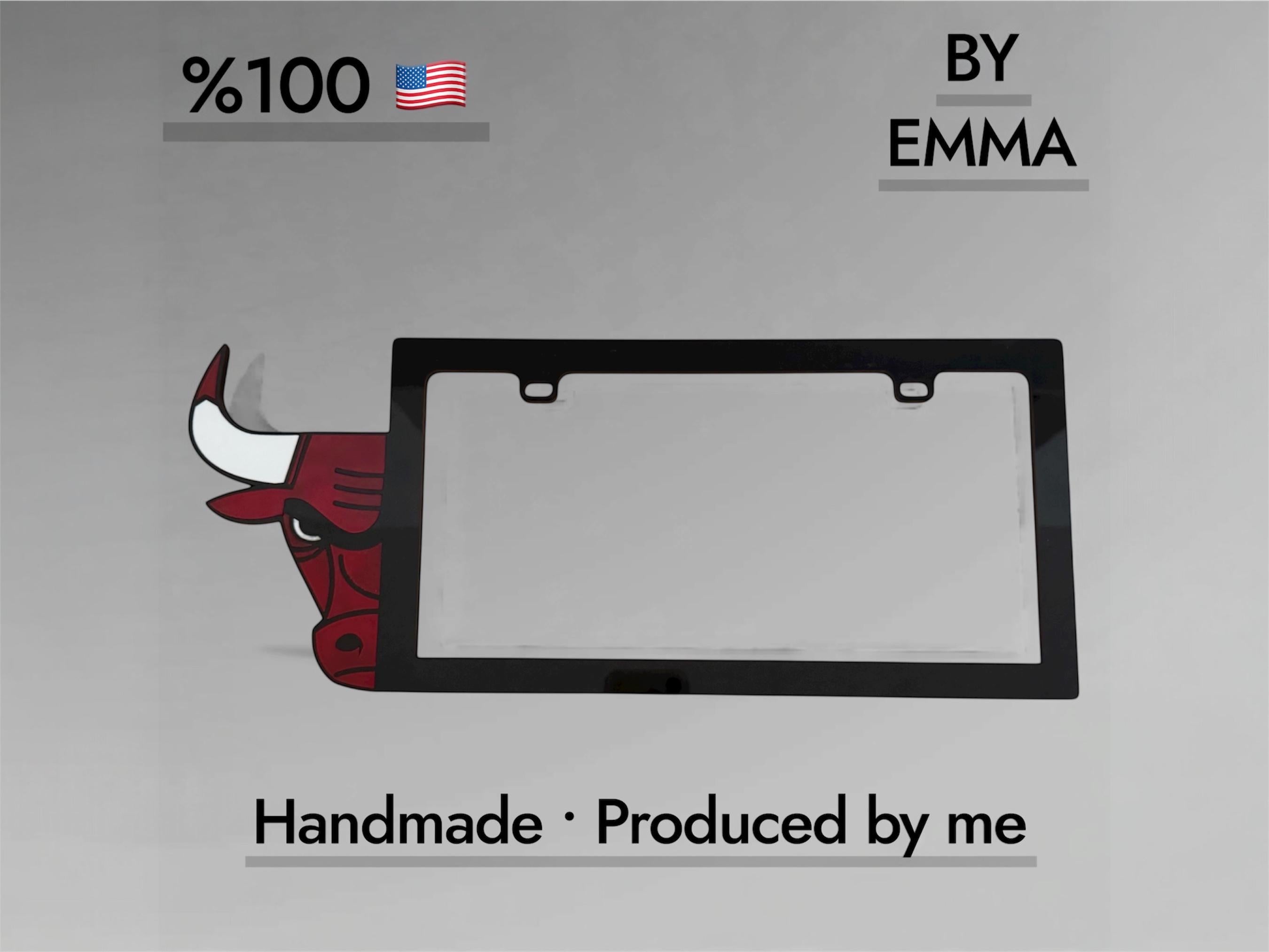 Chicago Bulls Inspired Acrylic License Plate Frame – Red Bull Head Design | Plexma Custom