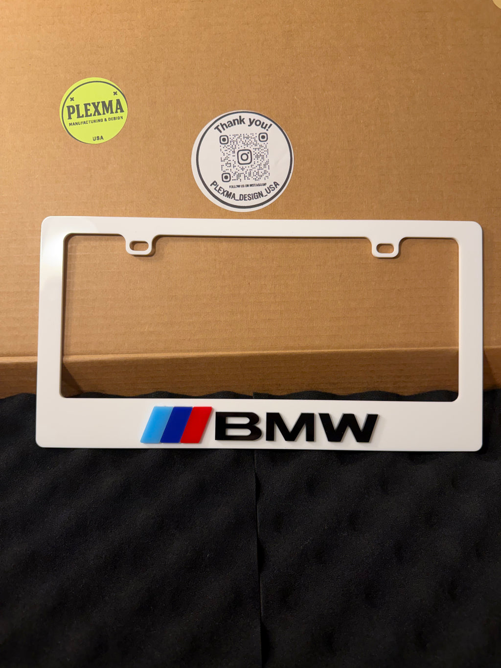 custom BMW inspired car tag frame