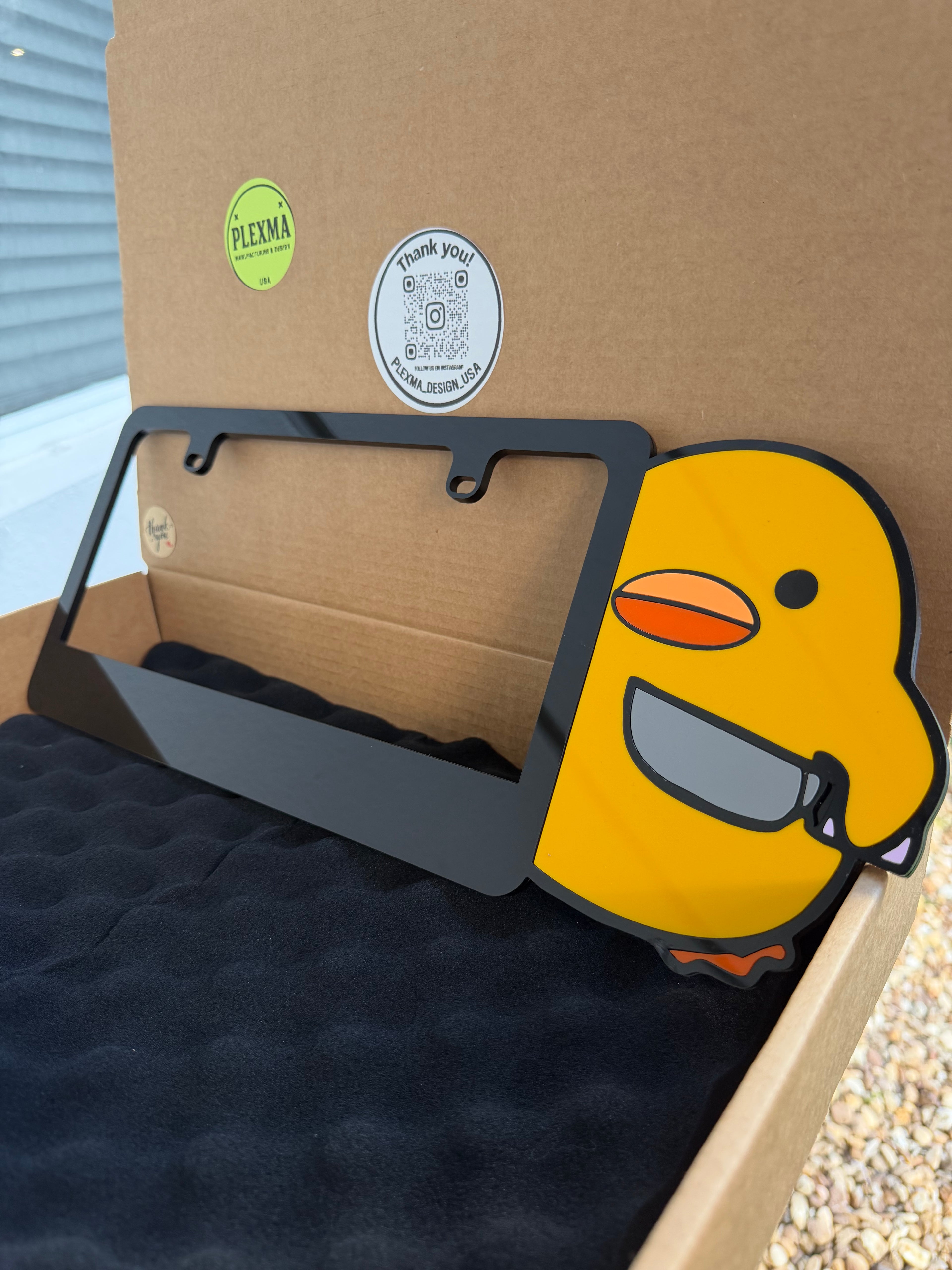 chick with knife 3D license plate frame funny cartoon acrylic car tag custom