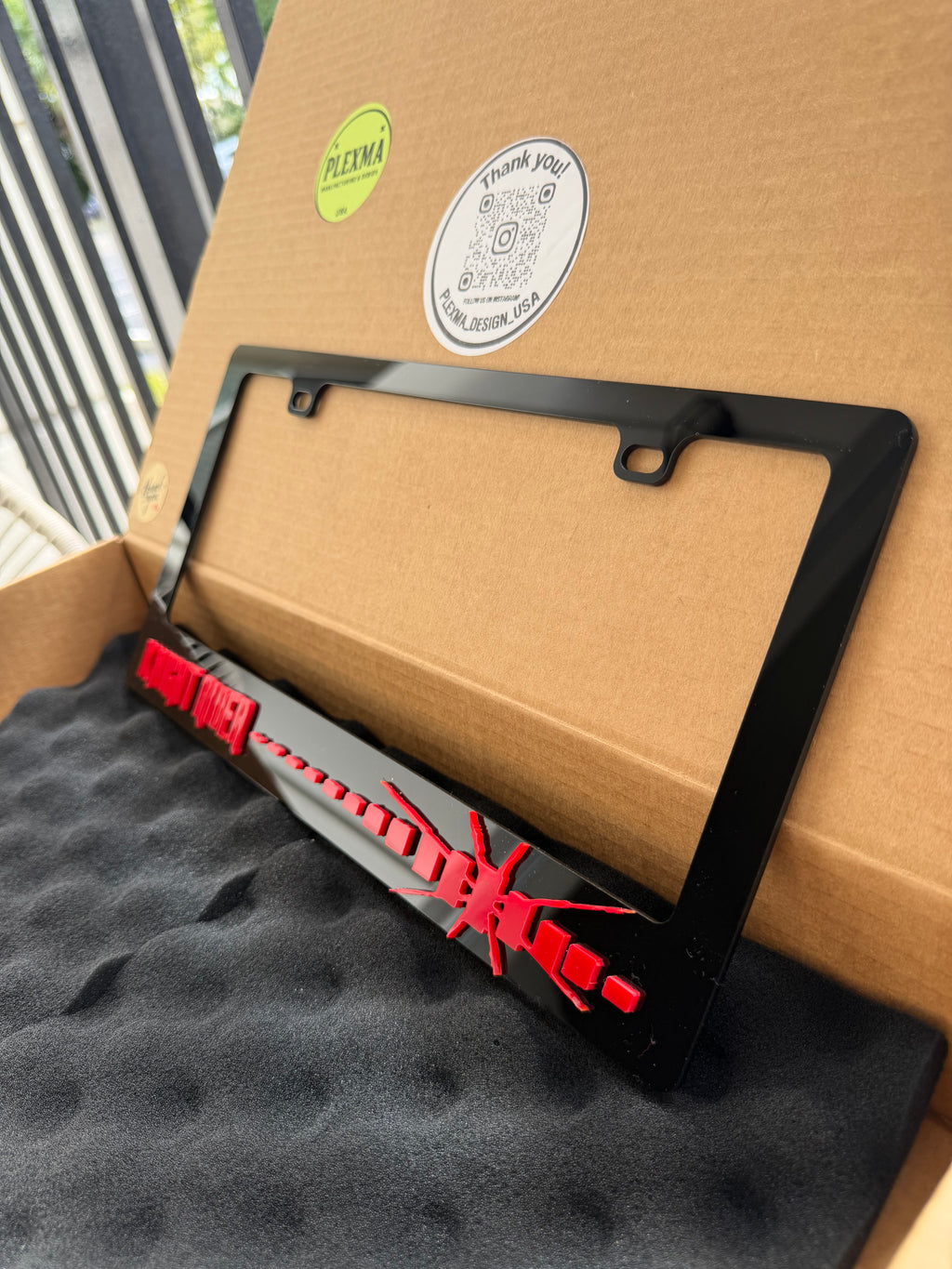 Knight Rider 3D License Plate Frame – Black Acrylic Handmade Car Accessory