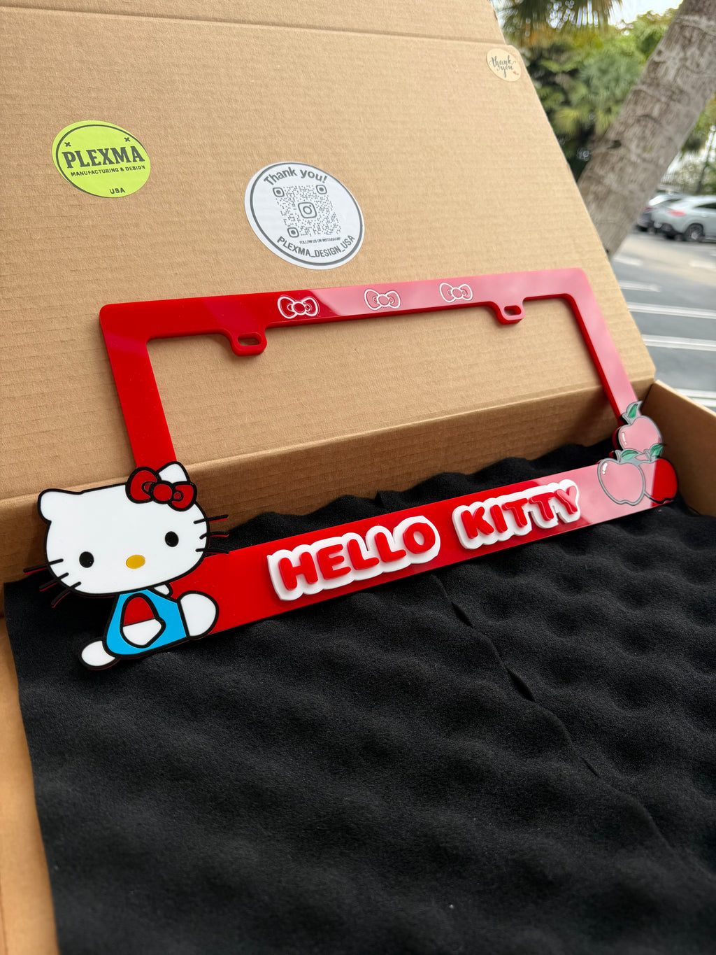Hello Kitty 3D Acrylic License Plate Frame | Cute Kawaii Car Decor