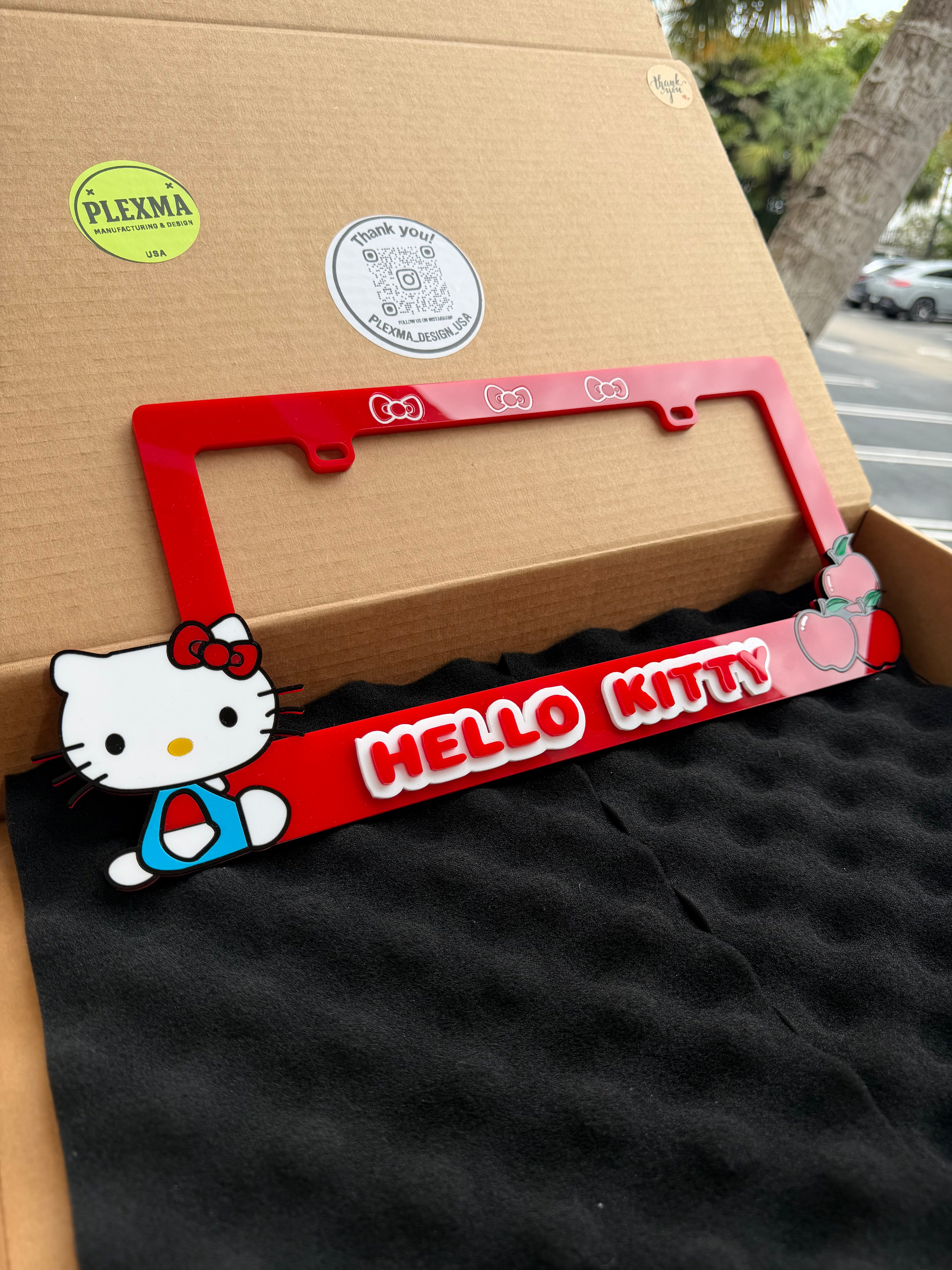 Hello Kitty 3D Acrylic License Plate Frame | Cute Kawaii Car Decor
