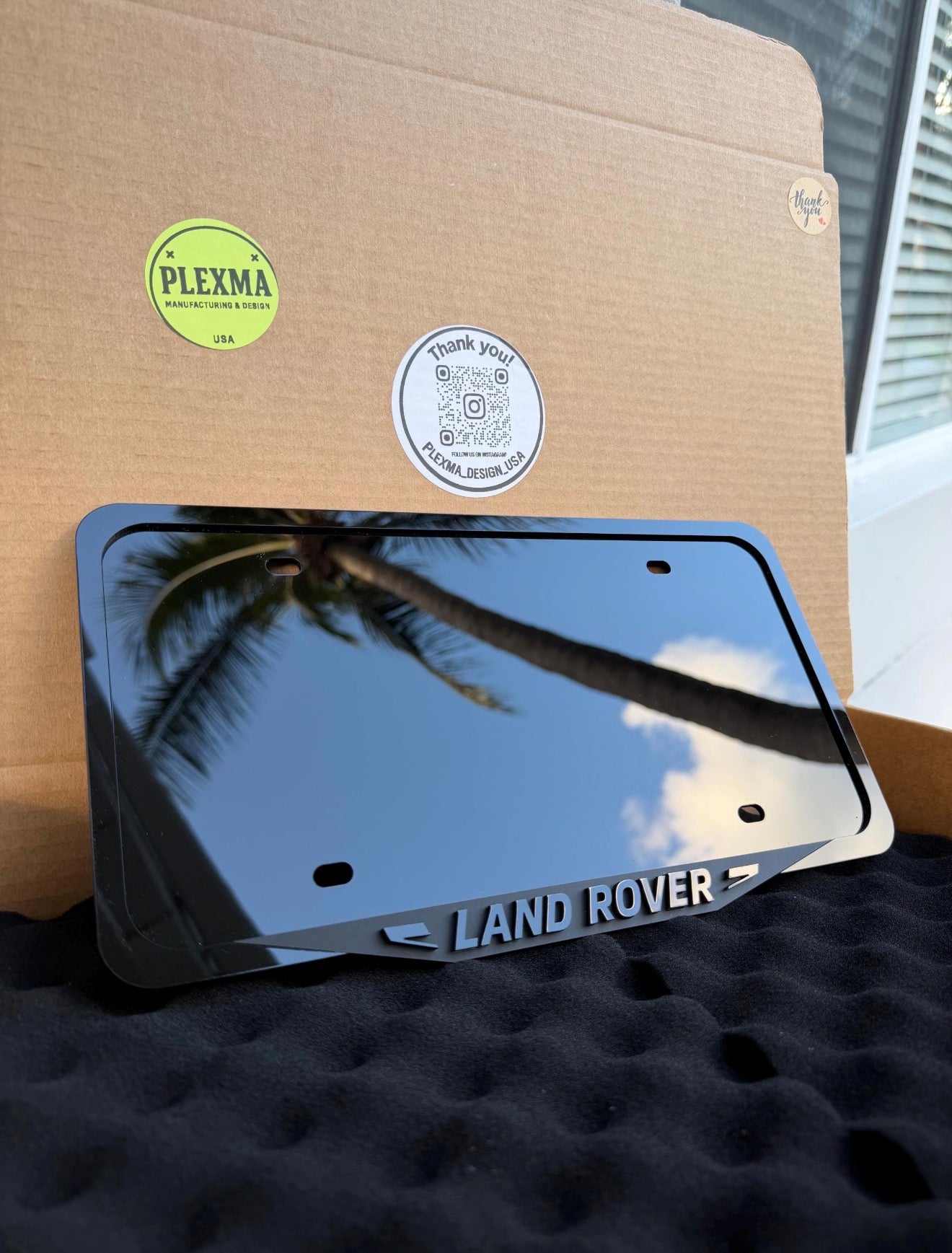 Land Rover License Plate Frame | Glossy Black 3D Acrylic Made in Usa