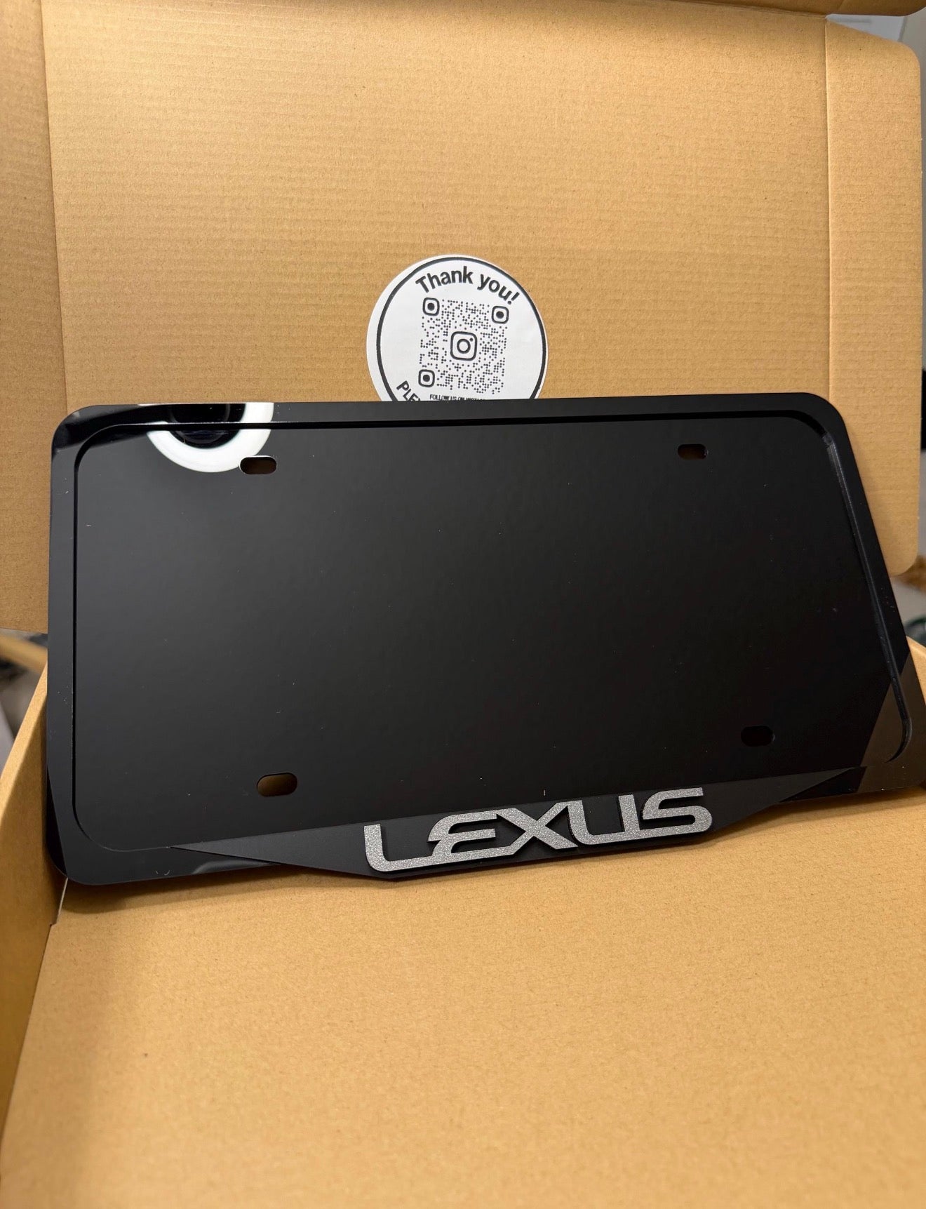 LEXUS 3D Logo License Plate Frame – Glossy Black Acrylic, Handmade USA