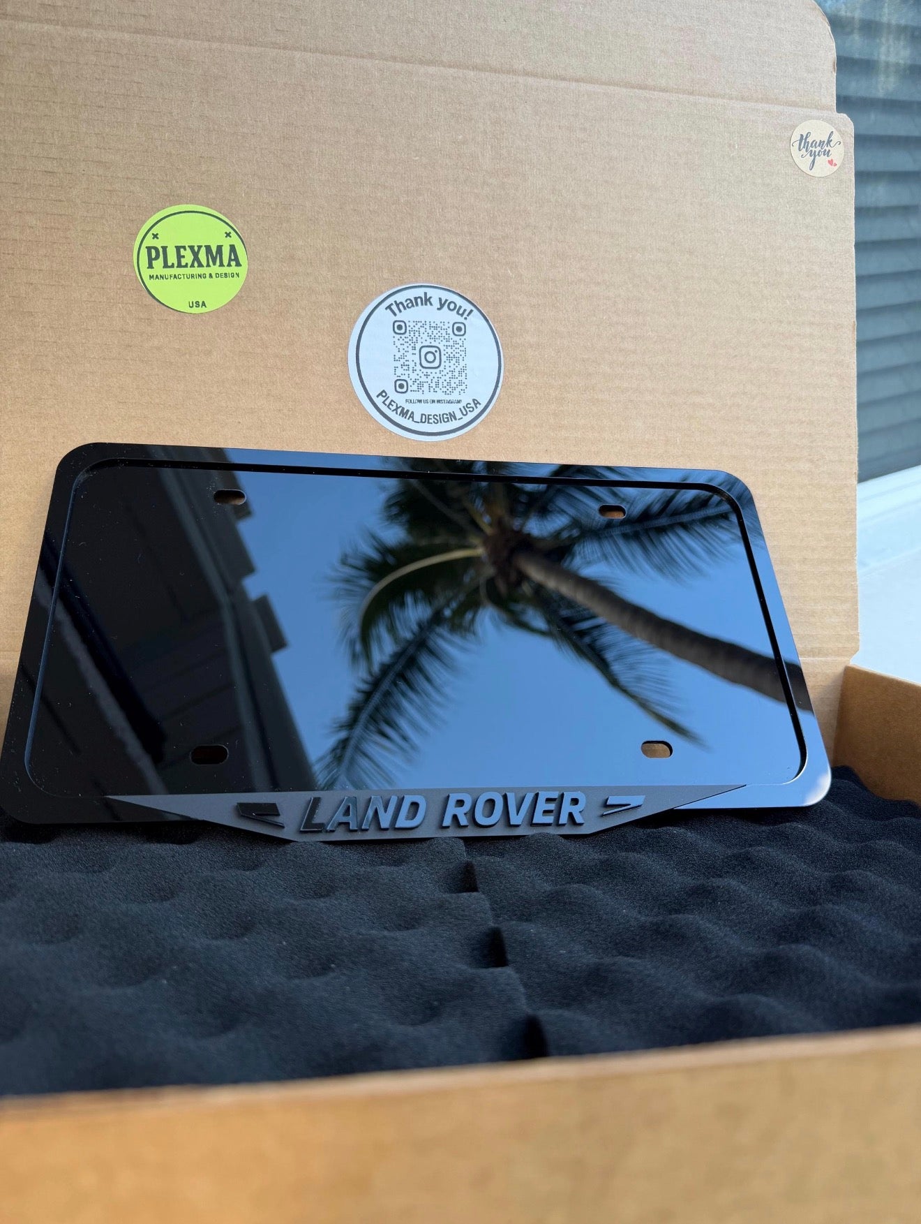 Land Rover License Plate Frame | Glossy Black 3D Acrylic Made in Usa