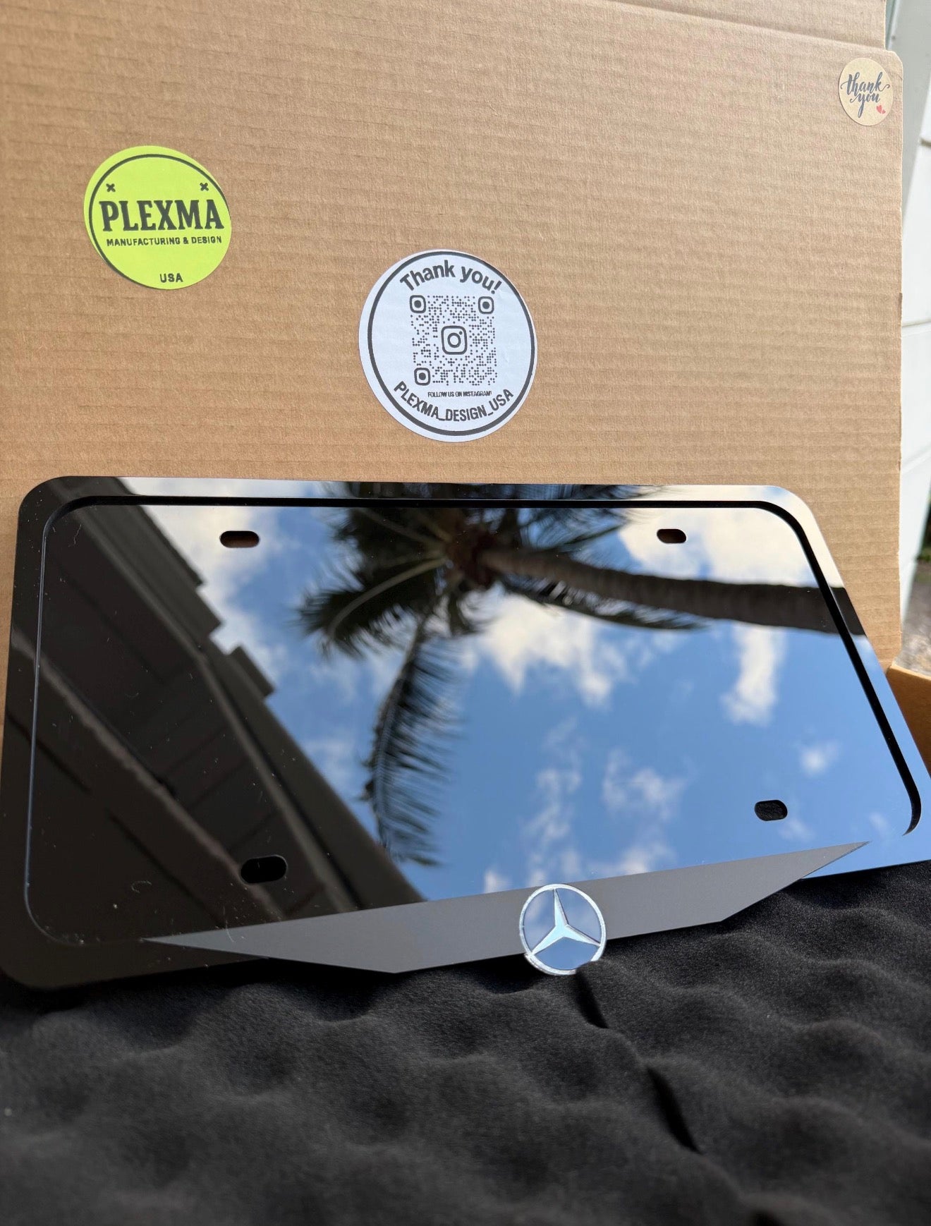 Mercedes License Plate Frame Logo – 3D Acrylic, Handmade Car Decor