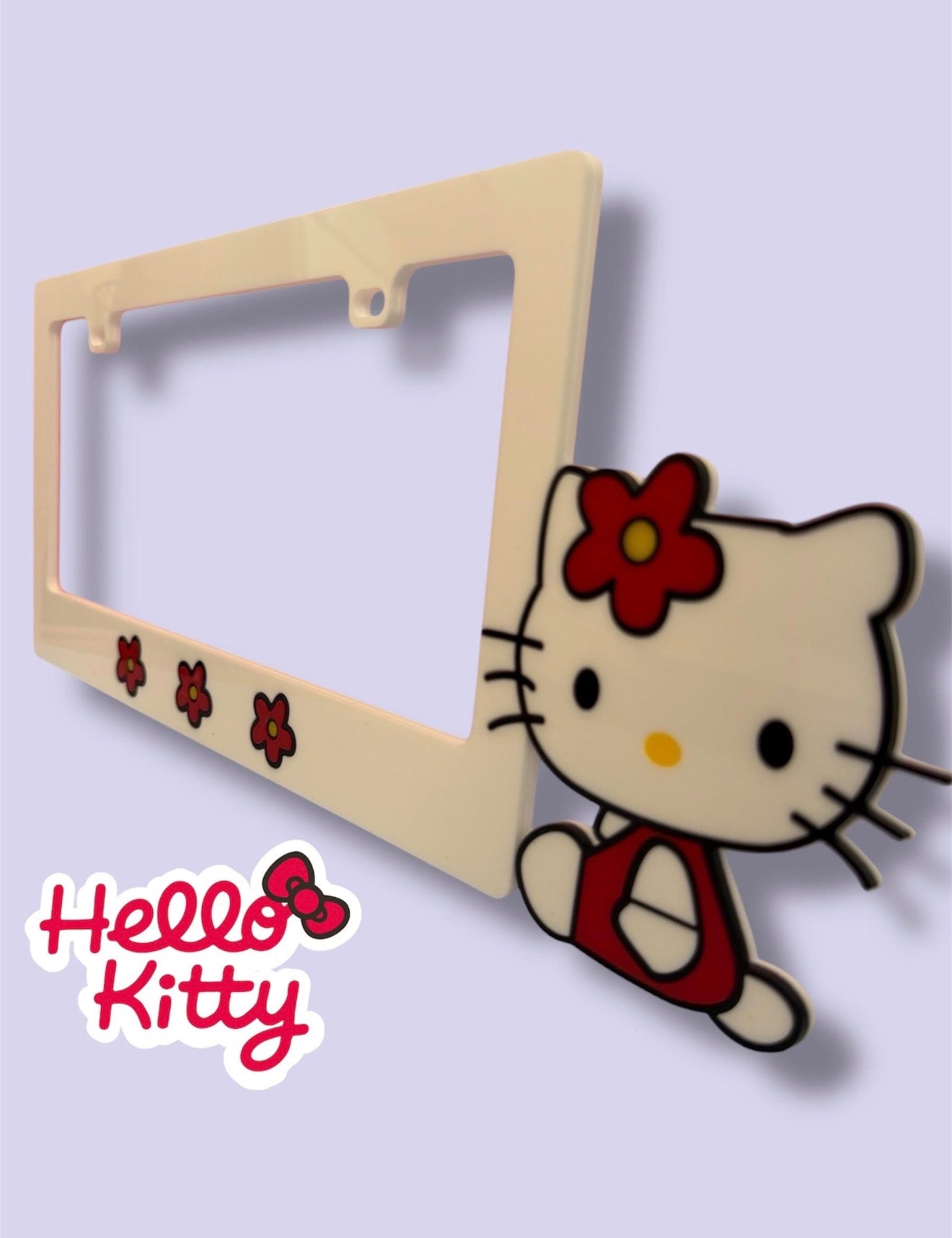 Hello Kitty cute car license plate frame glossy black layered acrylic, custom design