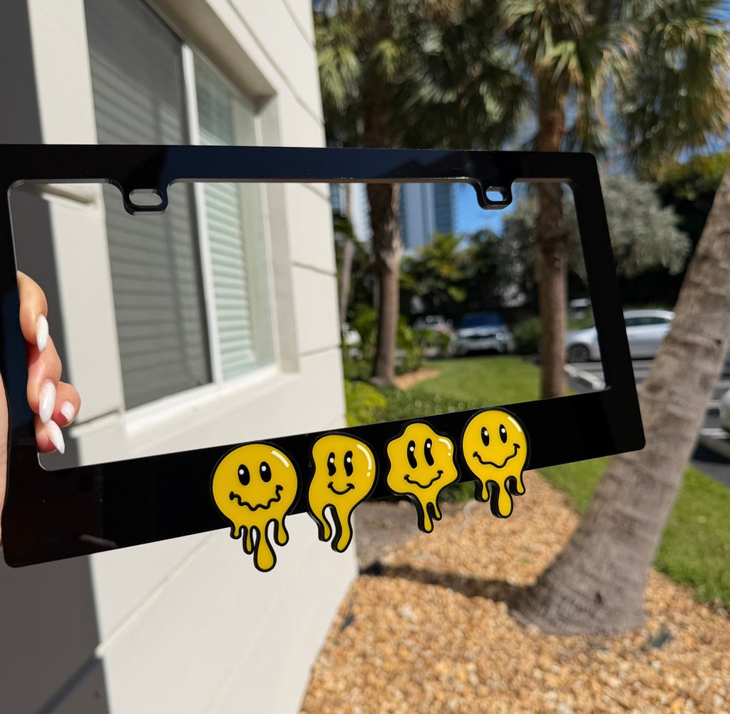 Smiling Faces 3D License Plate Frame – Handmade in USA | Free Shipping