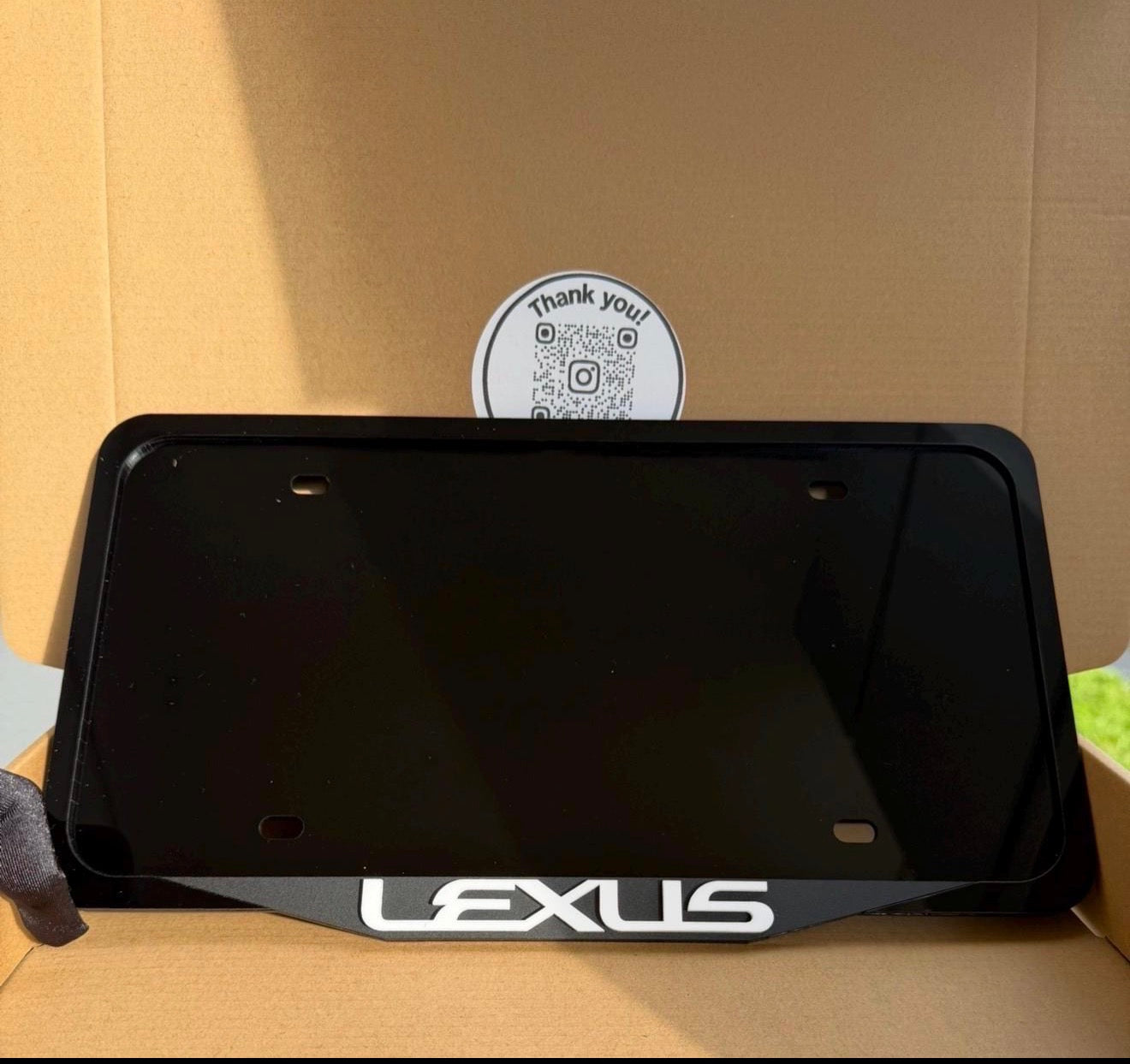 LEXUS 3D Logo License Plate Frame – Glossy Black Acrylic, Handmade USA