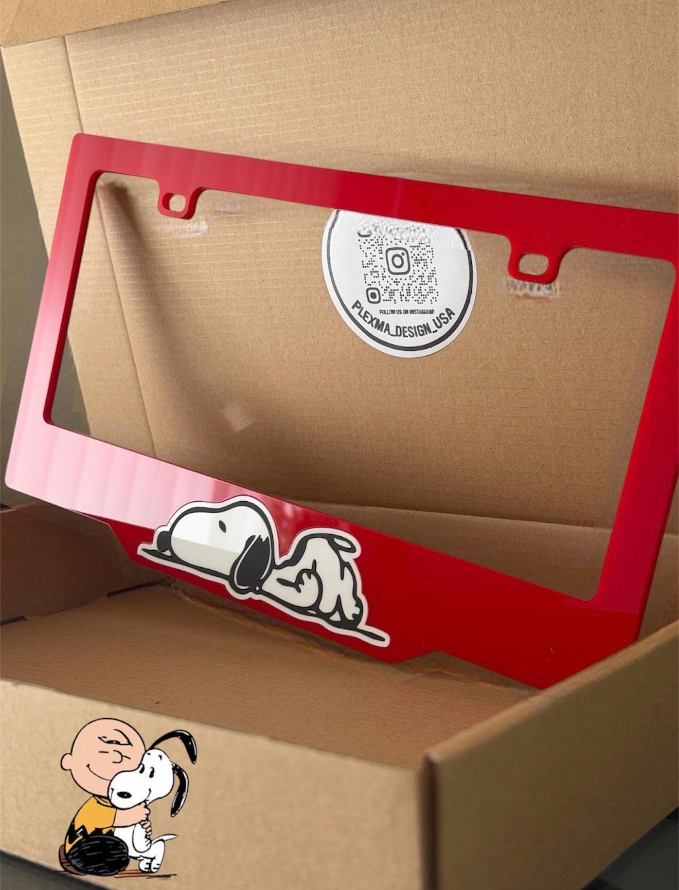 Snoopy 3D license plate frame custom acrylic car tag cartoon dog personalized
