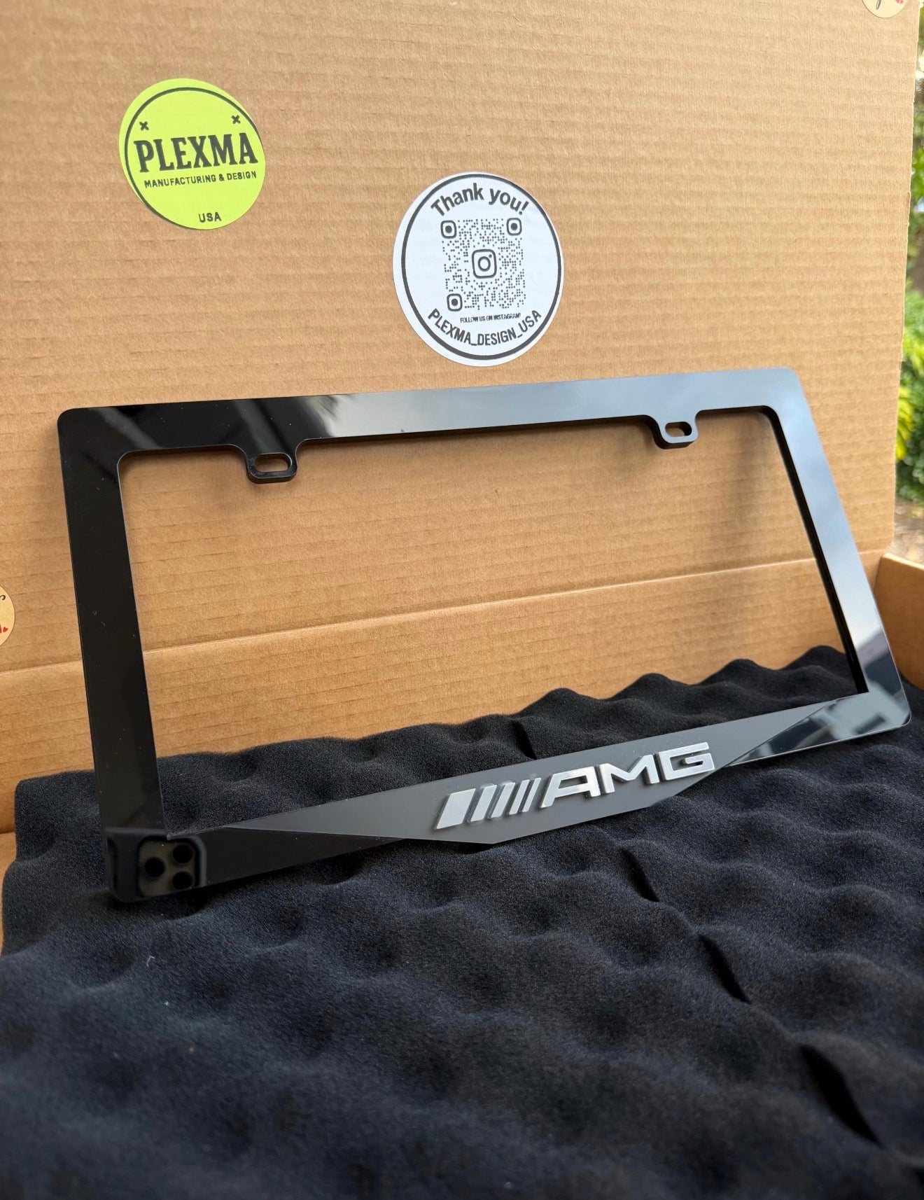 AMG performance Mercedes license plate frame 3D layered acrylic, luxury black car st