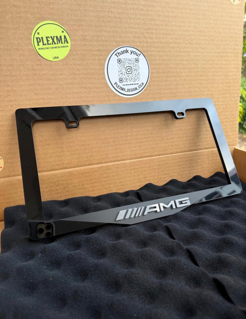 AMG performance Mercedes license plate frame 3D layered acrylic, luxury black car st