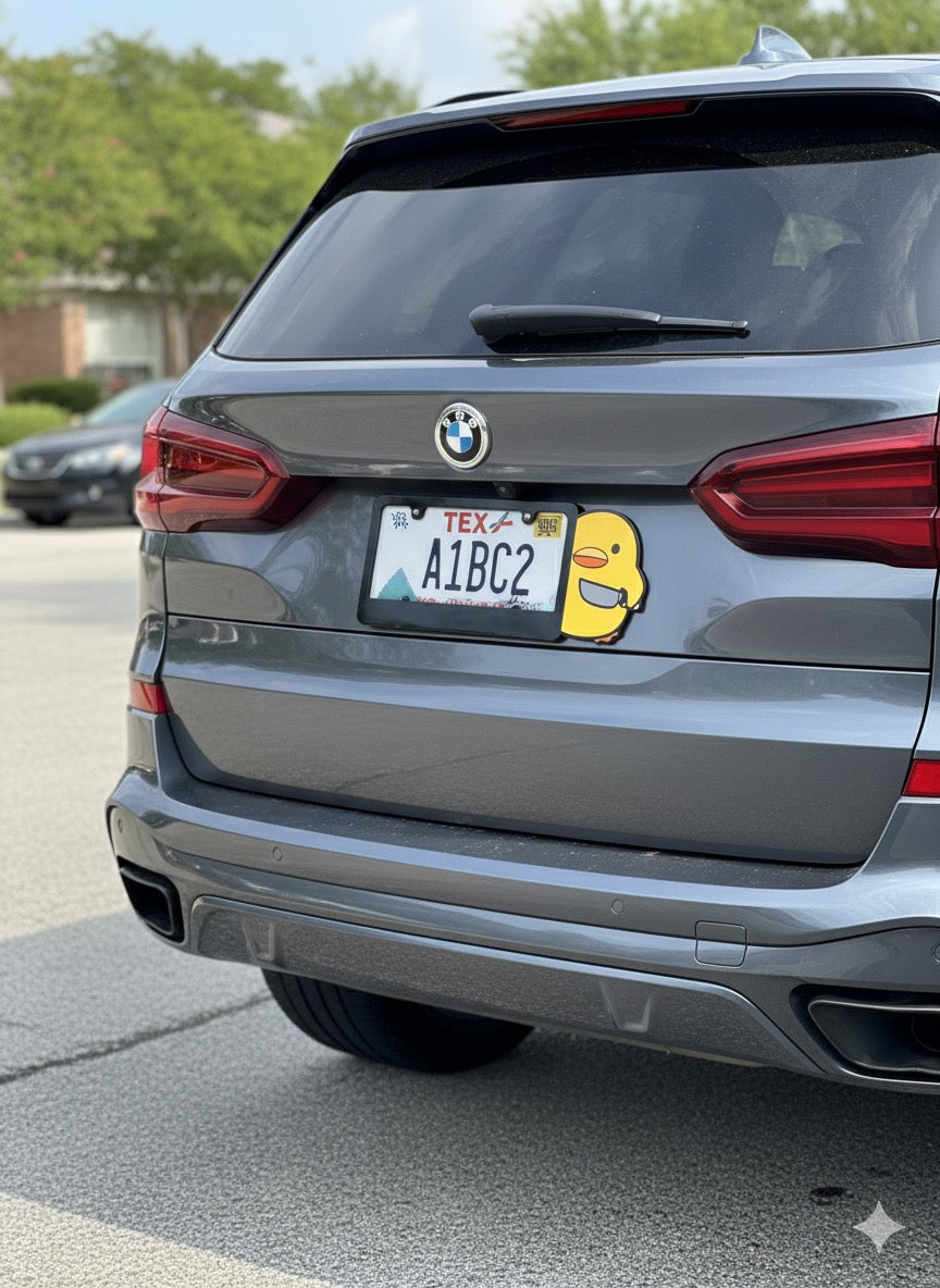 Plexma Black Acrylic License Plate Frame – Angry Duck Design (Custom Available)