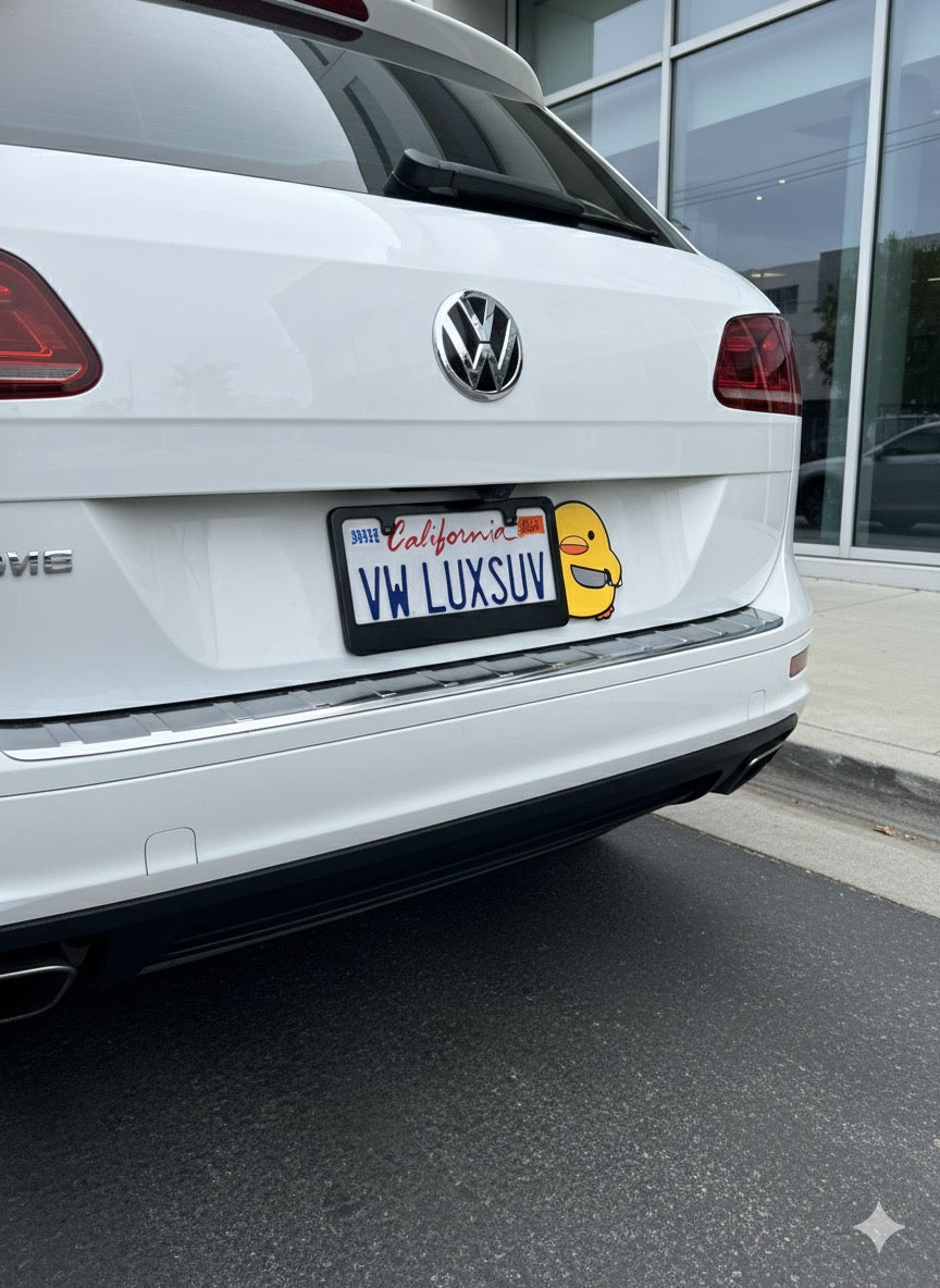 Plexma Black Acrylic License Plate Frame – Angry Duck Design (Custom Available)