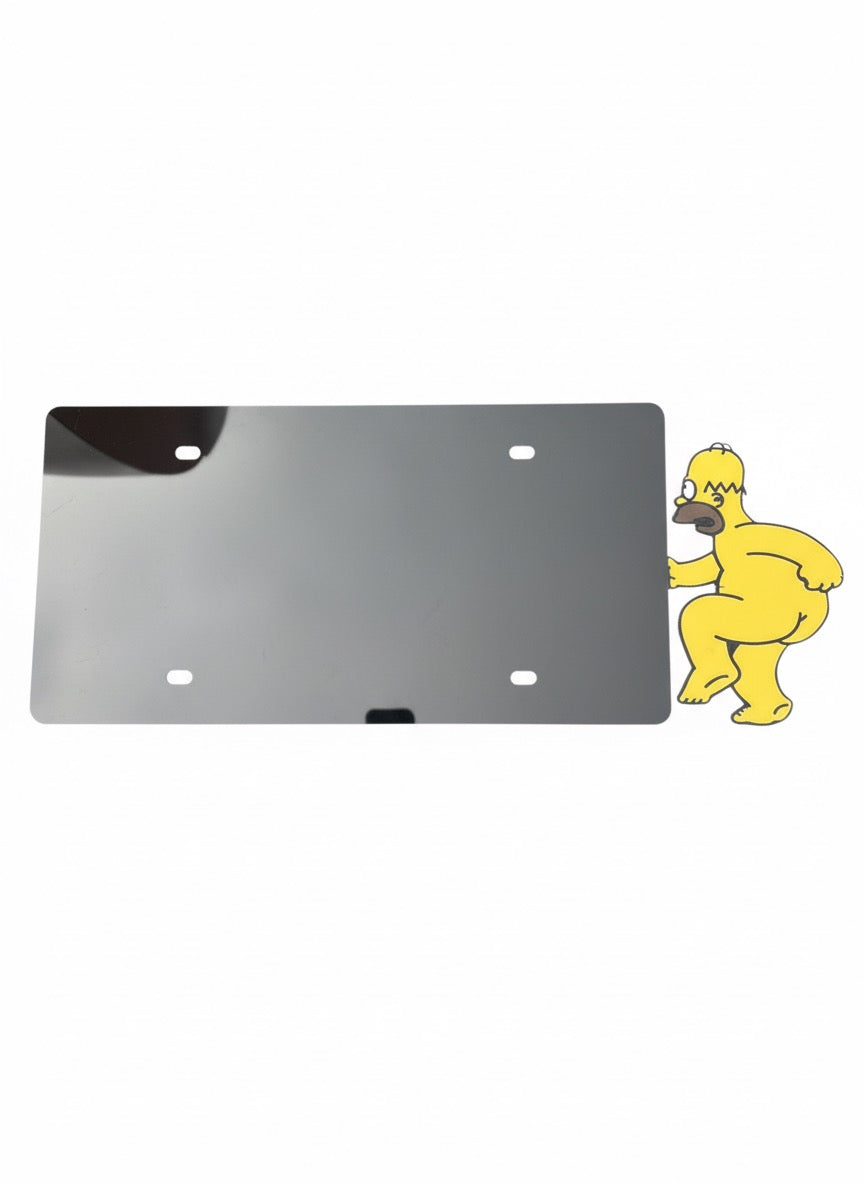Funny Car License Plate Frame – Yellow Cartoon Character Peeking Design (Plexma)