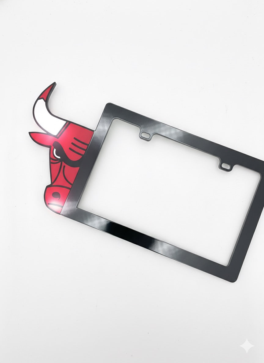 Chicago Bulls Inspired Acrylic License Plate Frame – Red Bull Head Design | Plexma Custom