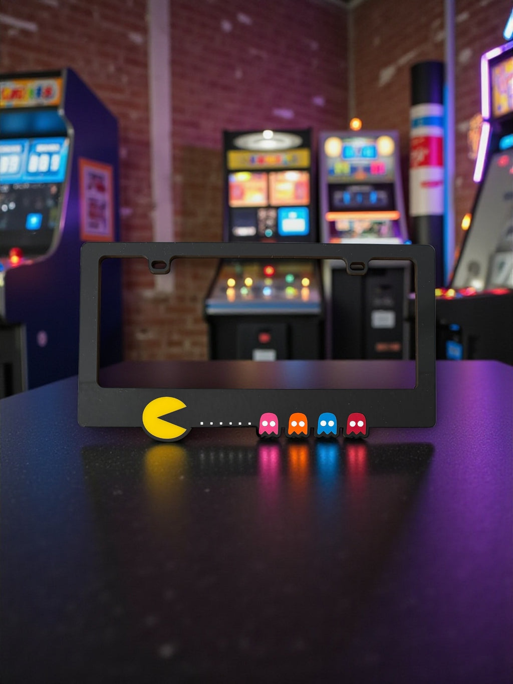 Retro Pac-Man acrylic license plate frame 3D car accessory gamer arcade style custom