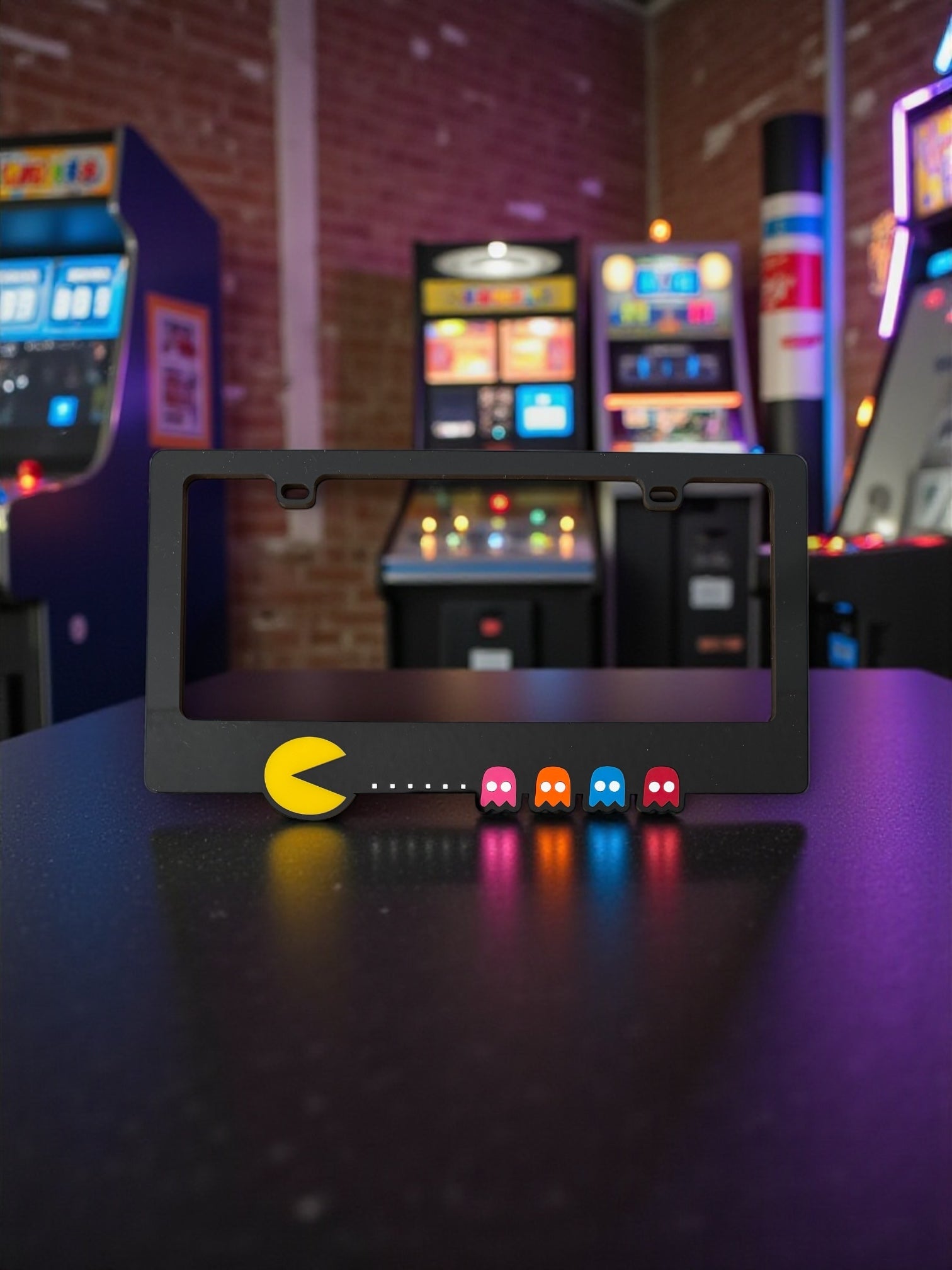 Retro Pac-Man acrylic license plate frame 3D car accessory gamer arcade style custom