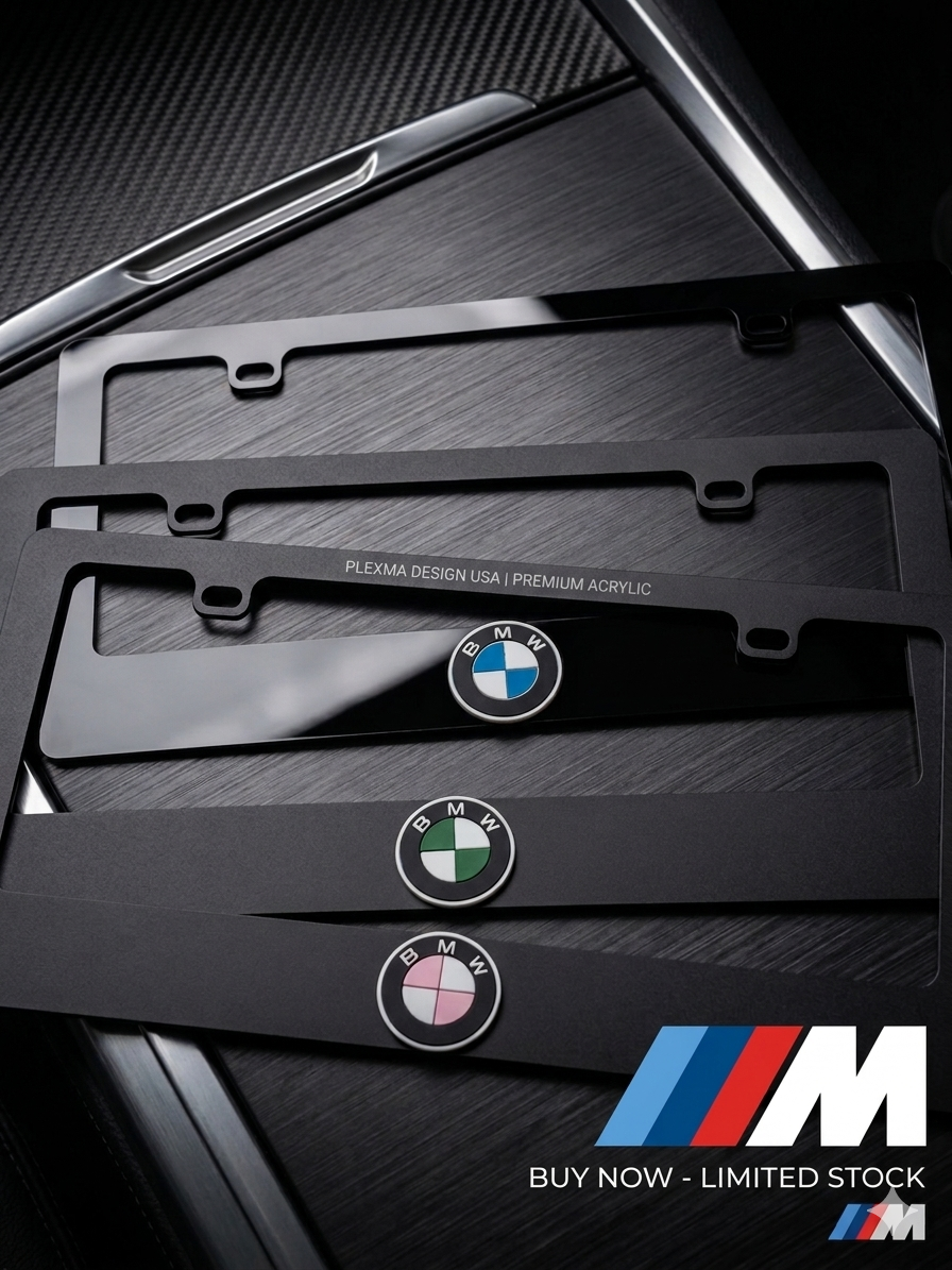 BMW M Style Acrylic License Plate Frame Premium Plexma