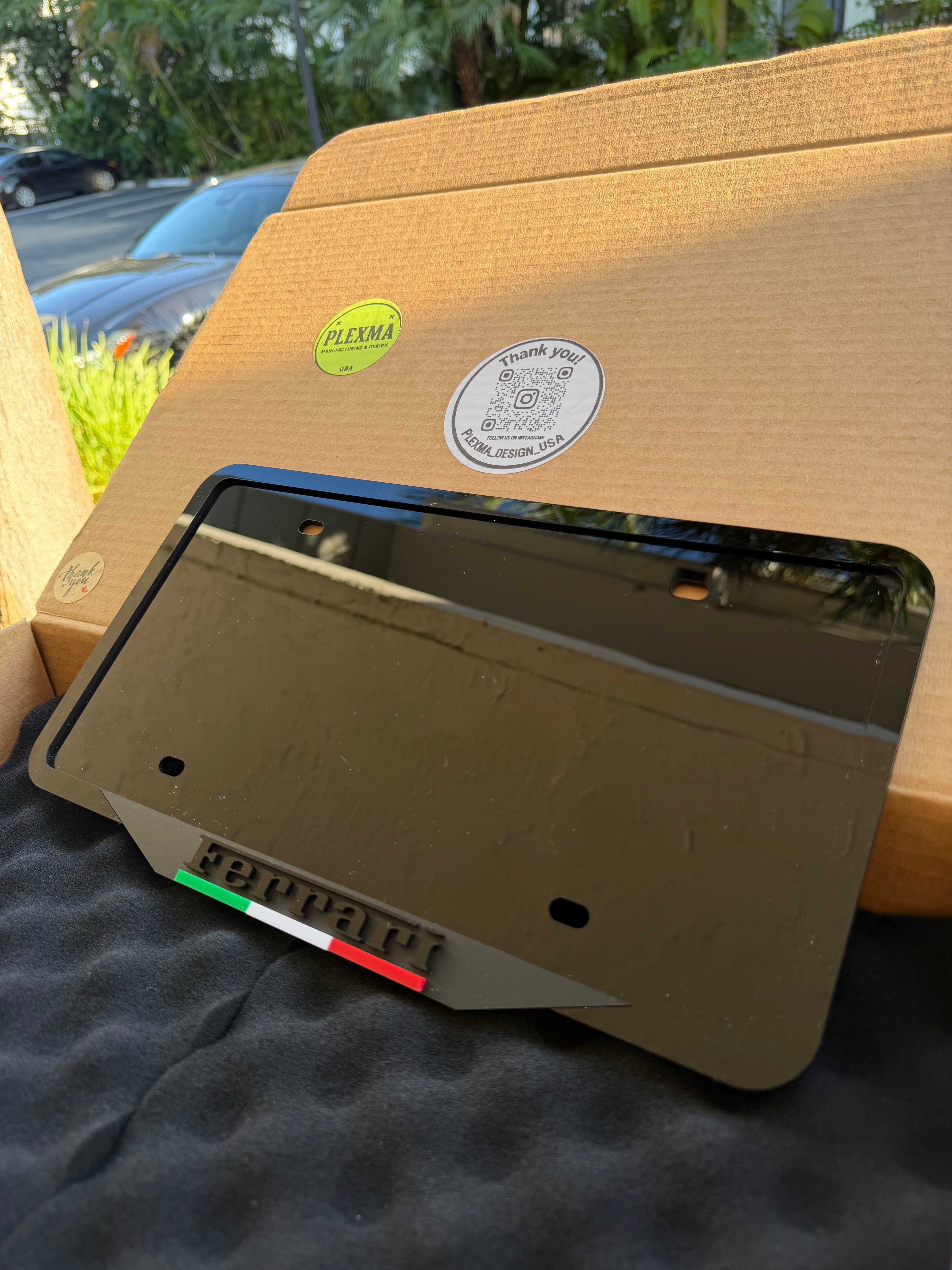 Luxury Ferrari style license plate frame made from durable acrylic