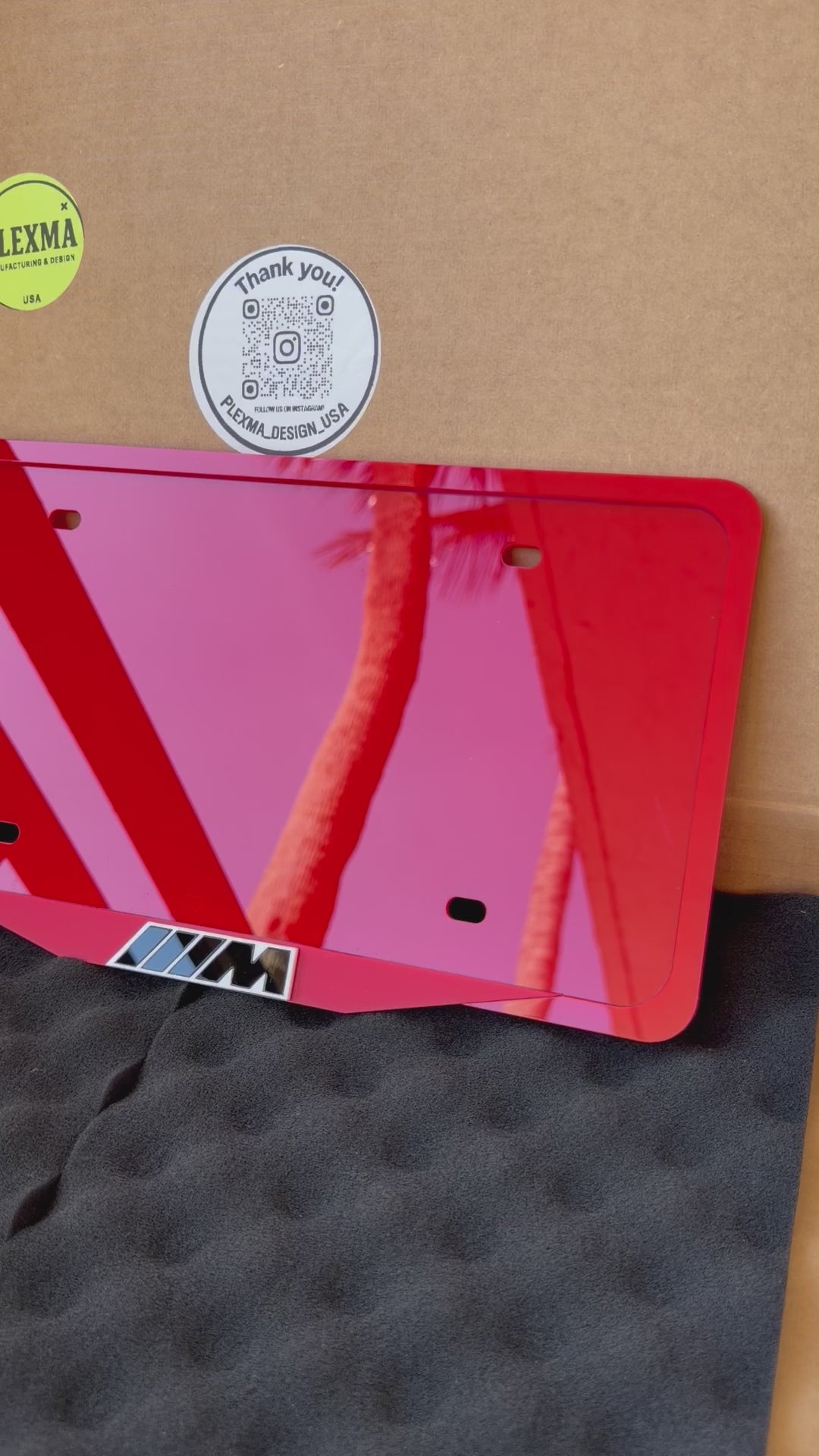 BMW M 3D License Plate Frame – Black Glossy Acrylic | Handmade USA