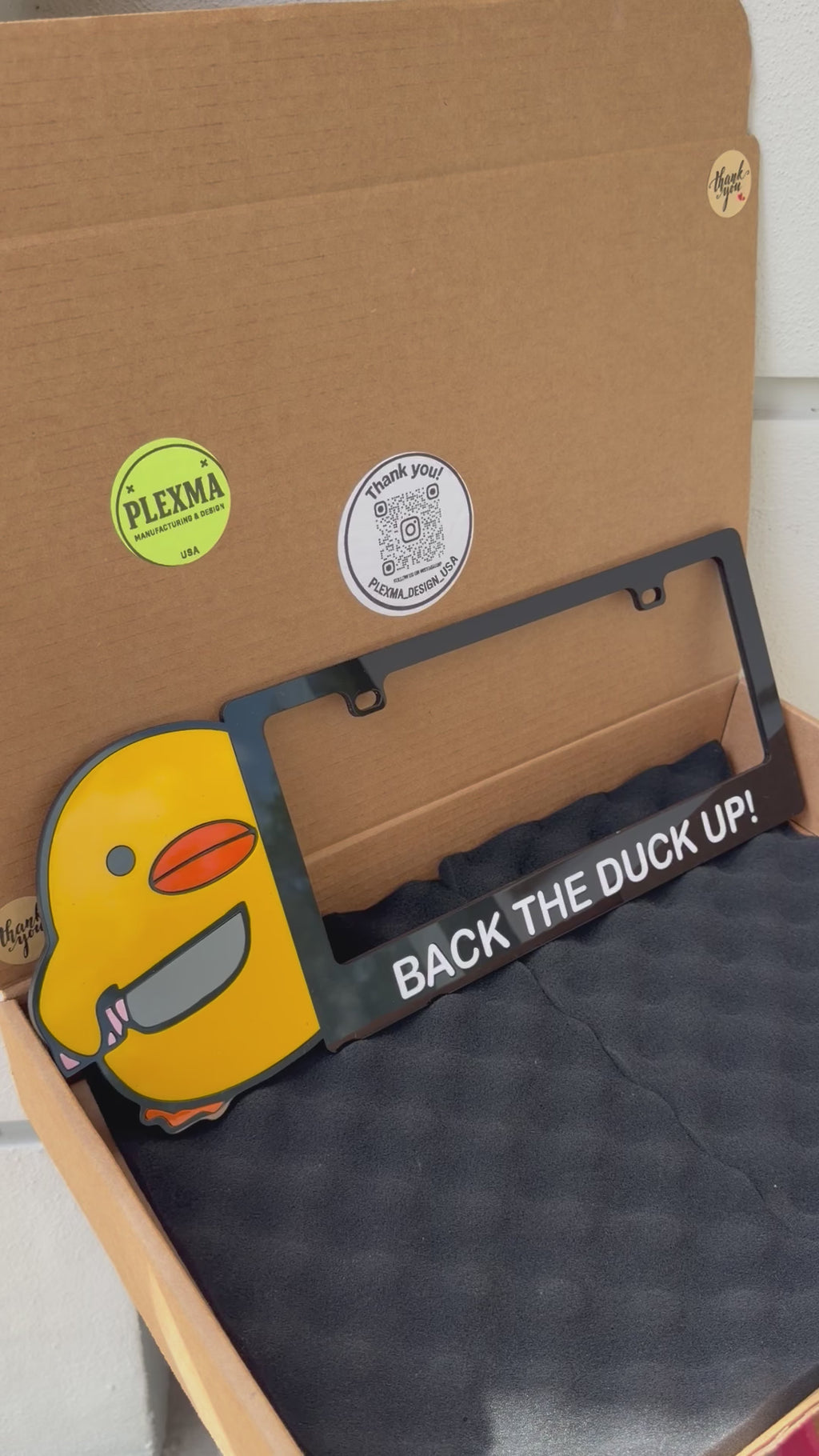 Chick with Knife 3D License Plate Frame – Funny Cartoon Character