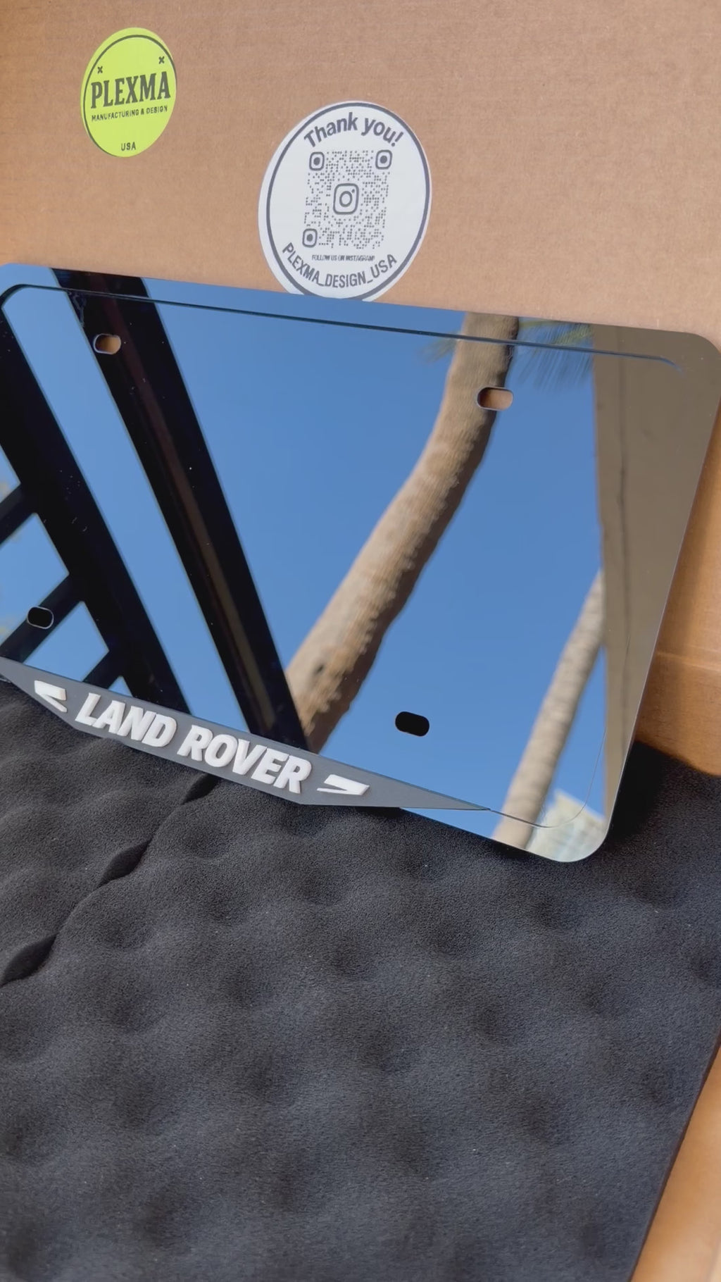 Land Rover License Plate Frame | Glossy Black 3D Acrylic Made in Usa