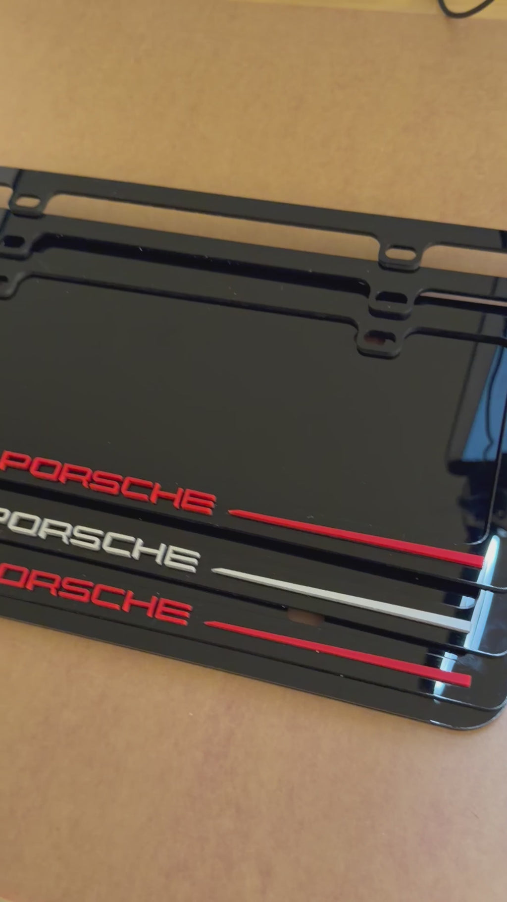 Porsche 911 premium black license plate frame for front and rear plates