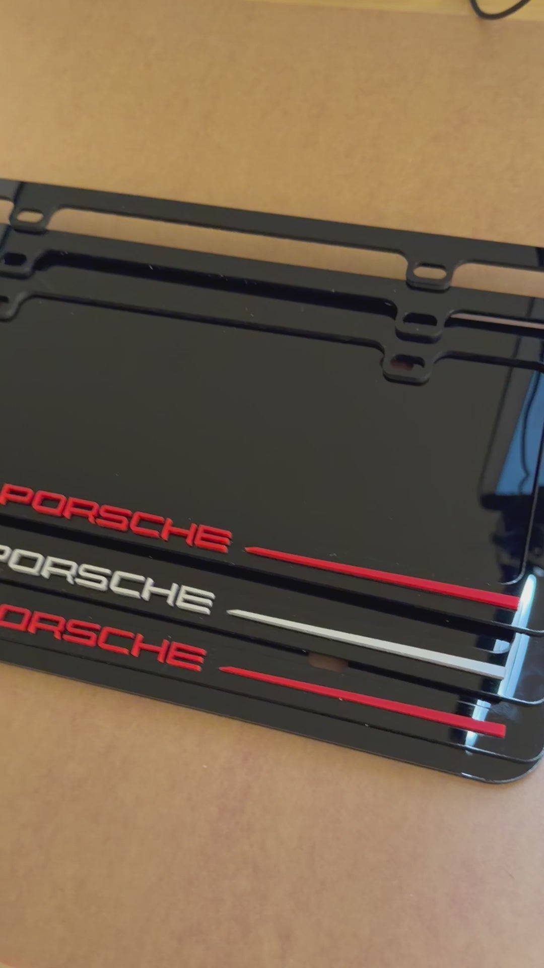 Porsche 911 premium black license plate frame for front and rear plates