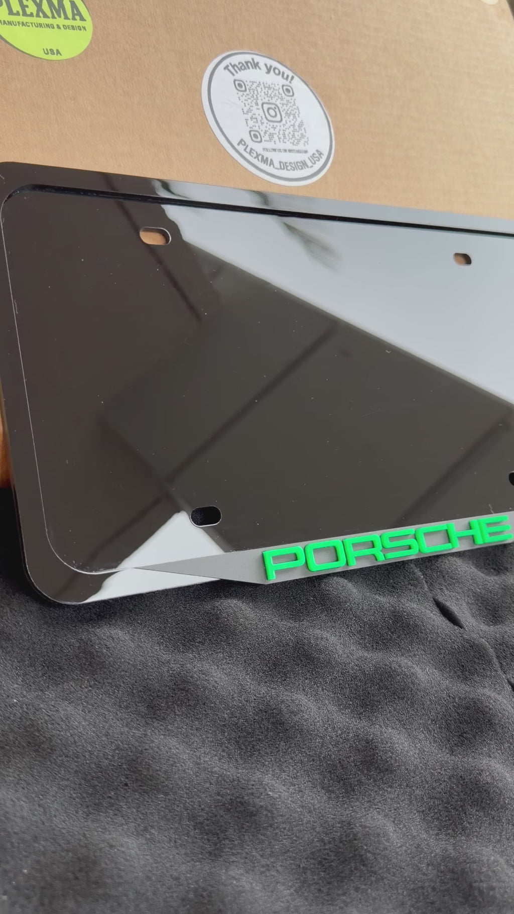 PORSCHE NEON GREEN Sport Style License Plate Frame – Glossy 3D Acrylic