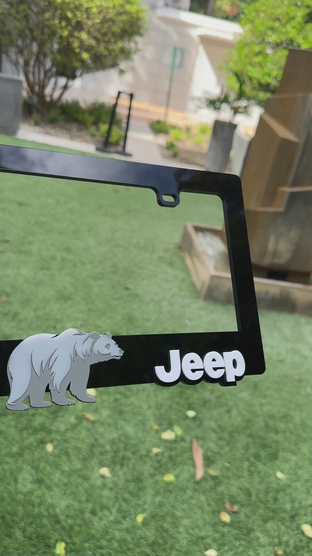 Custom Jeep inspired acrylic license plate frame 3D offroad truck SUV accessory
