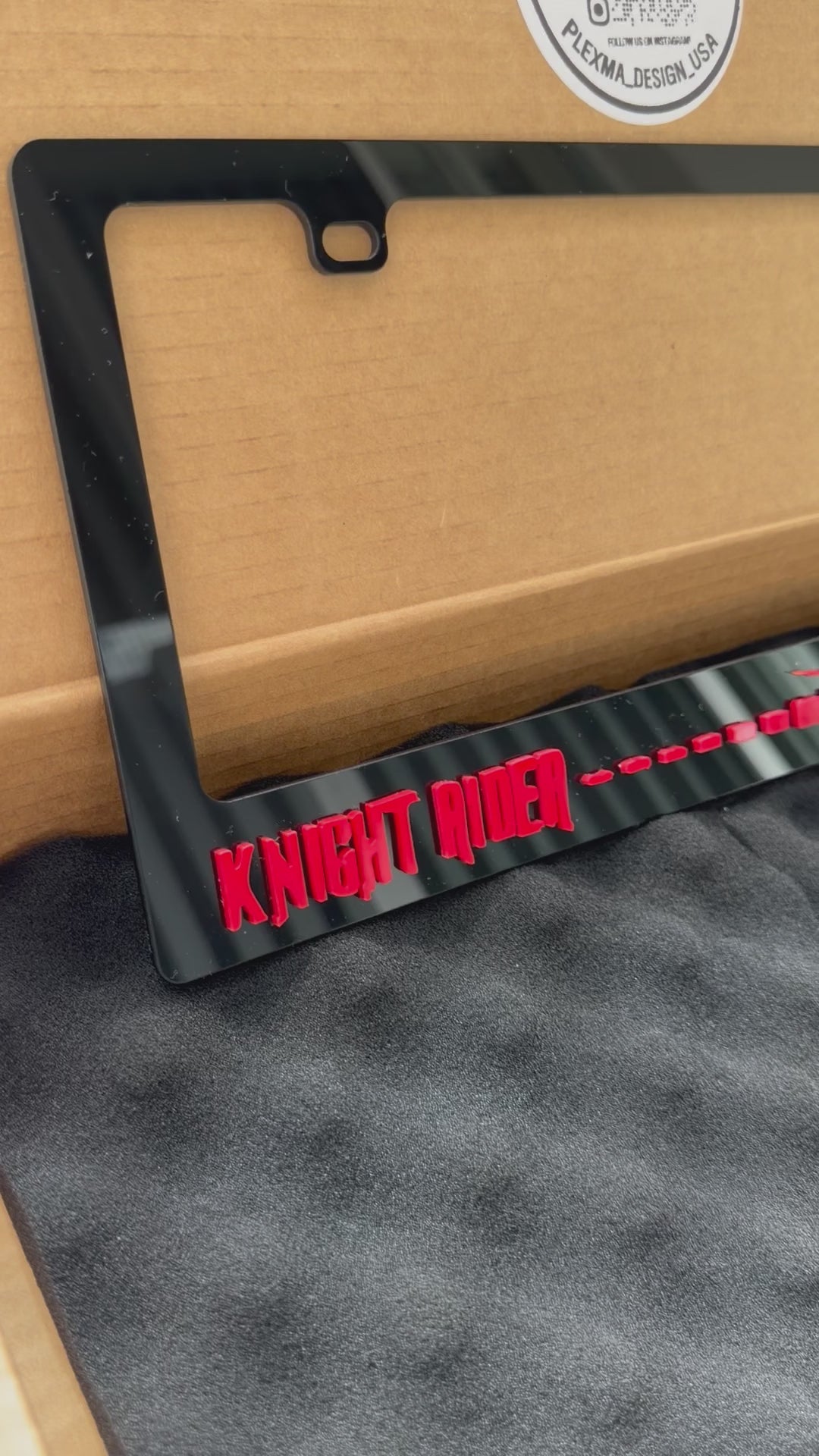 Knight Rider 3D License Plate Frame – Black Acrylic Handmade Car Accessory