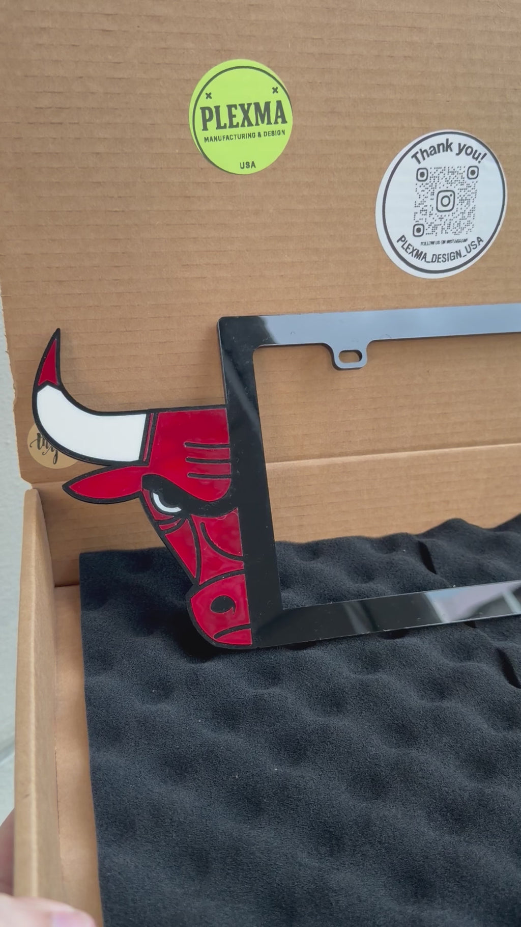Chicago Bulls inspired 3D acrylic license plate frame custom sports car decor