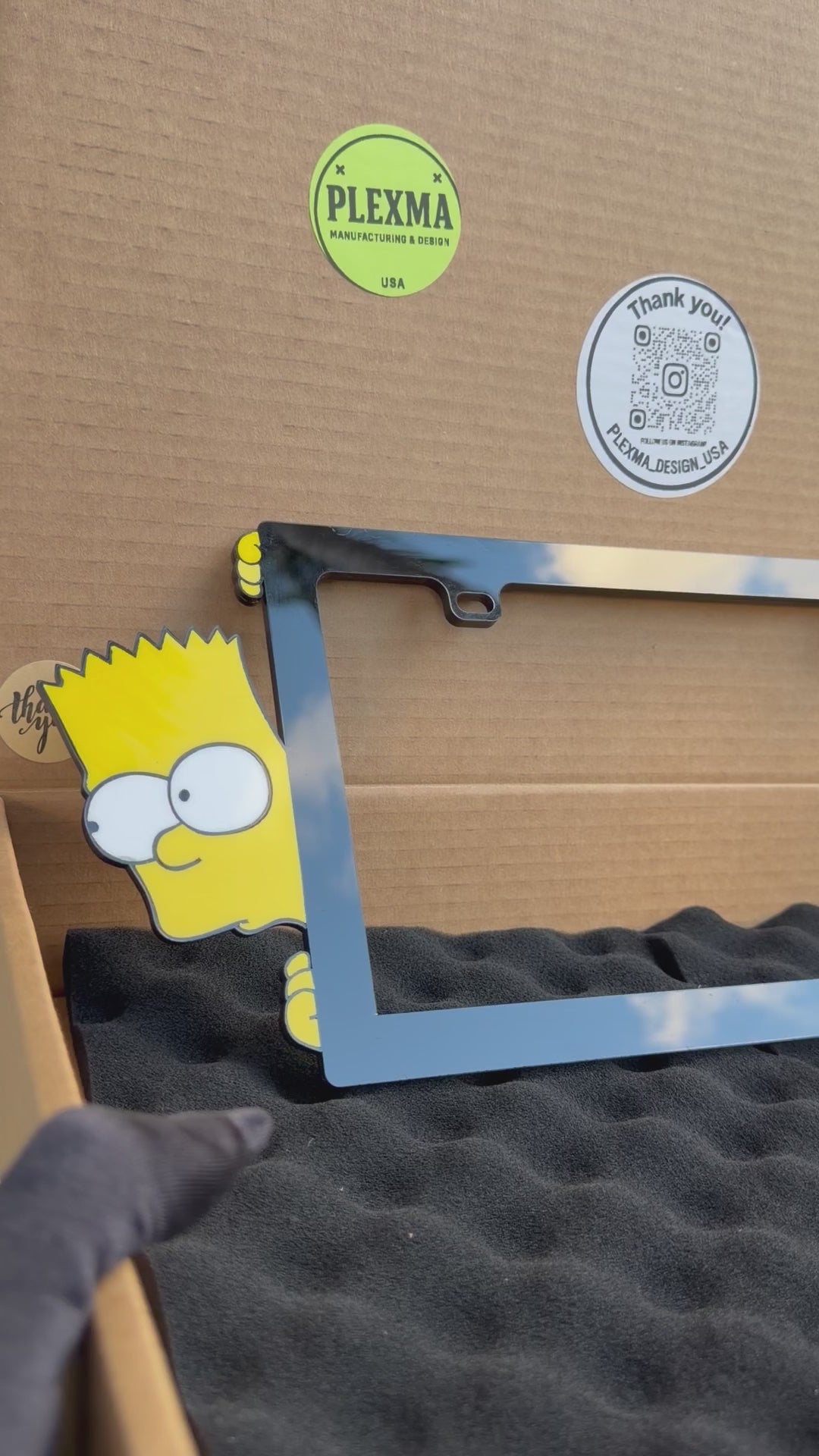 Bart inspired 3D acrylic license plate frame custom car decor cartoon style