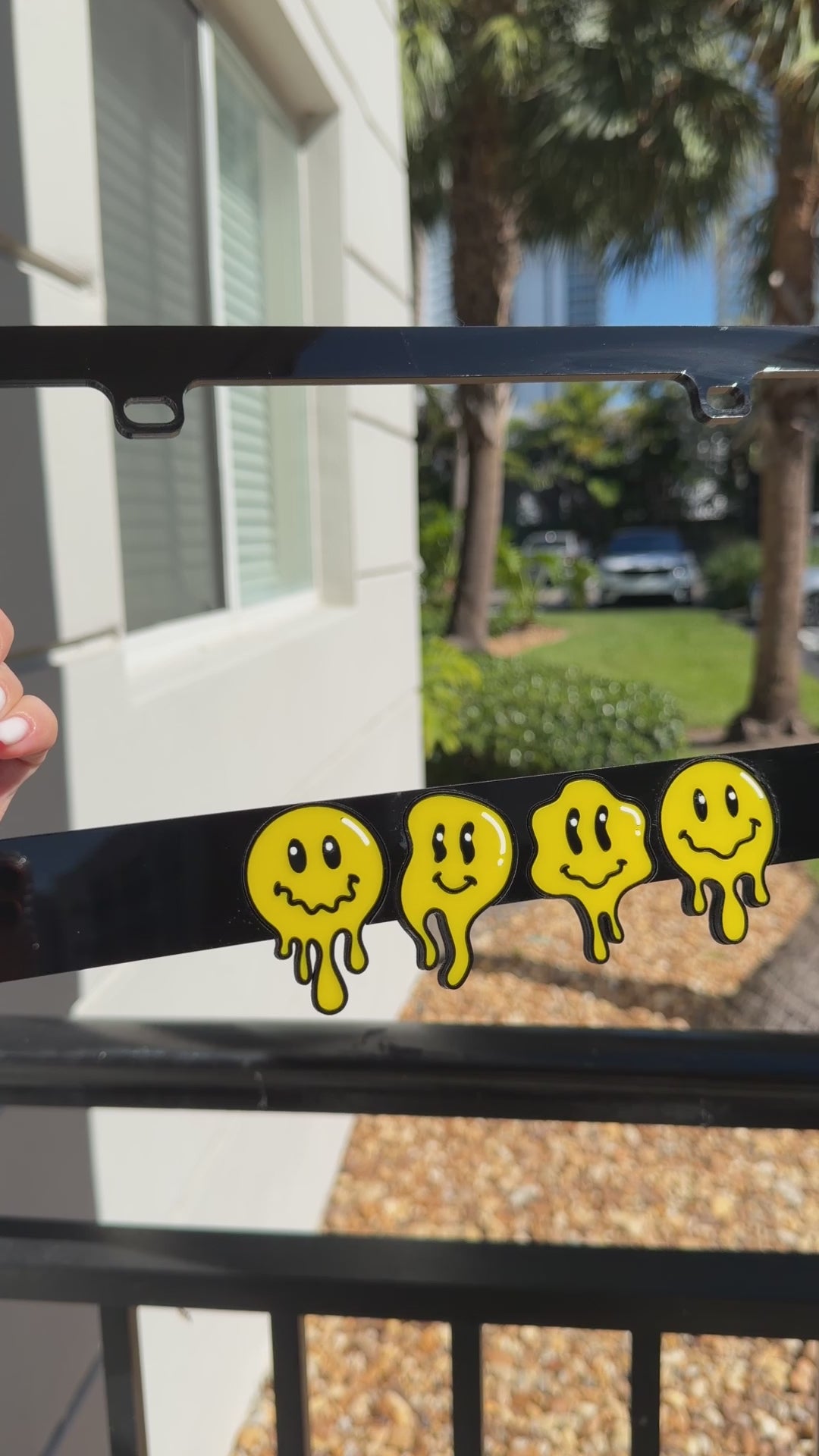 Smiling Faces 3D License Plate Frame – Handmade in USA | Free Shipping