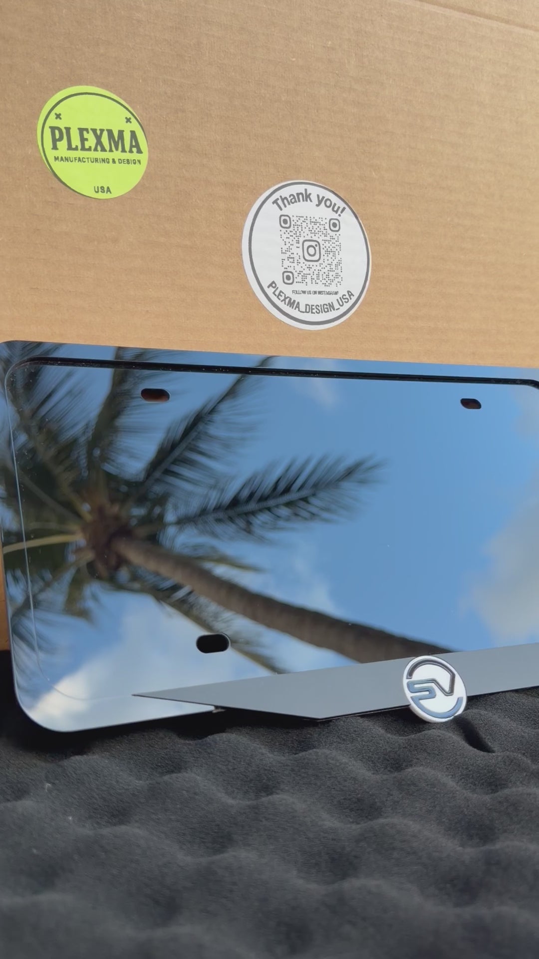 Luxury SV Range Rover logo license plate frame glossy black layered acrylic