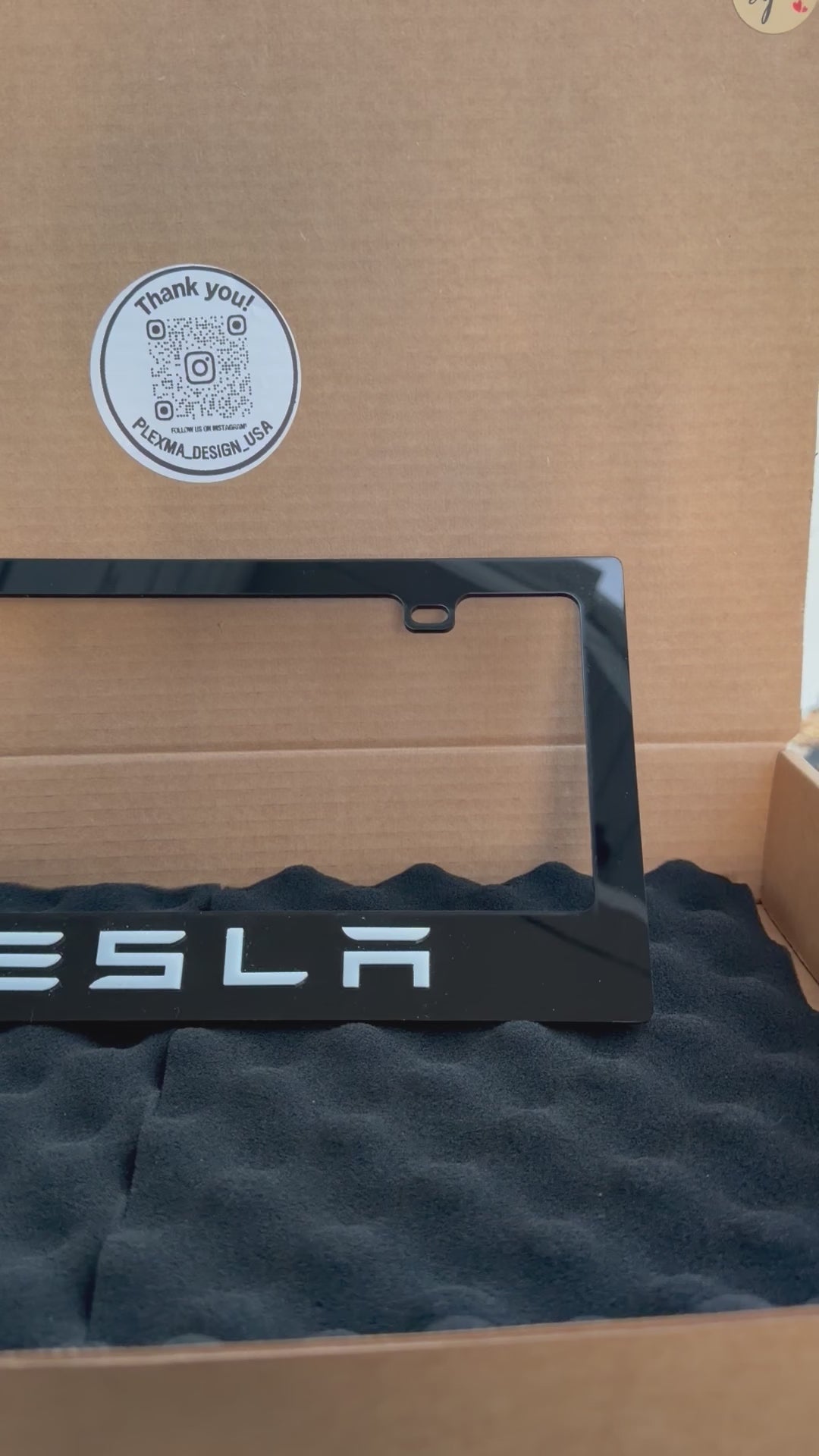 Plexma Black Acrylic License Plate Frame – Tesla Style (Custom Available)