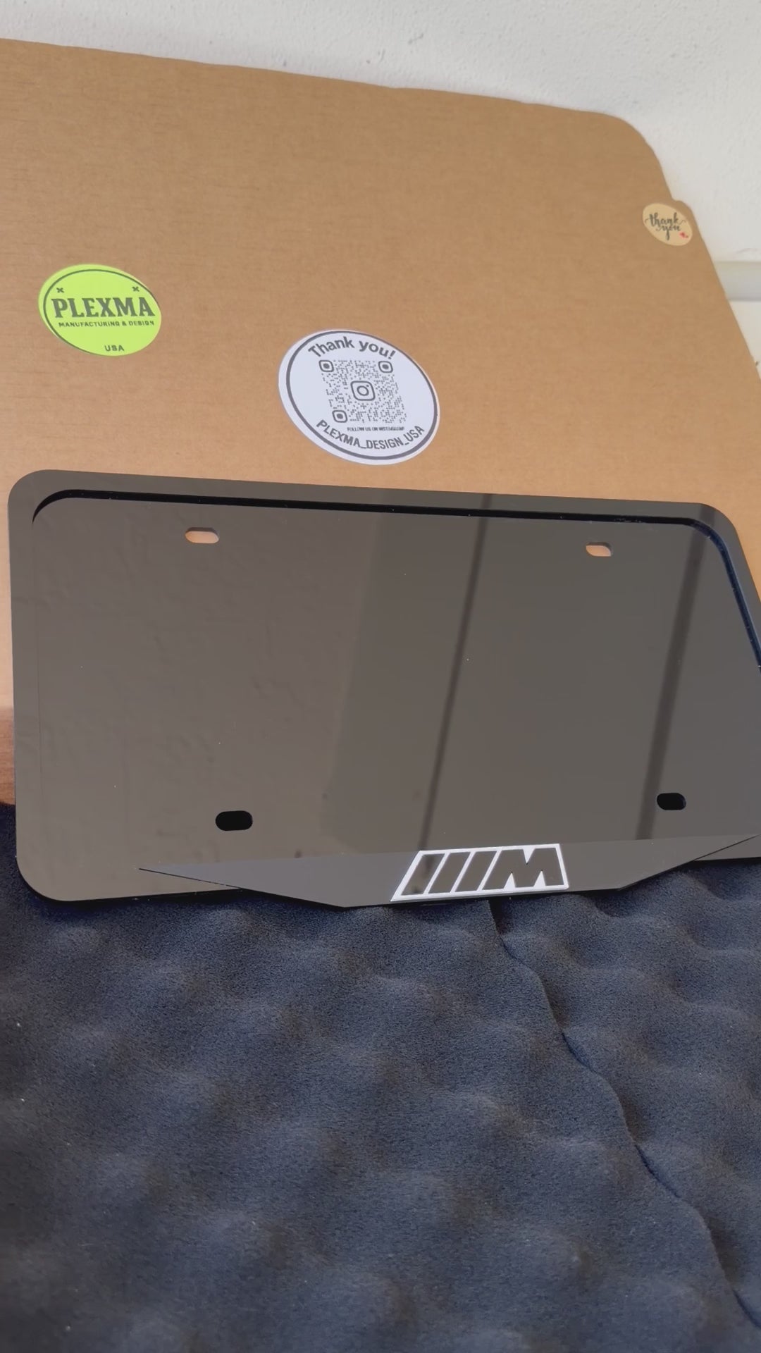 Luxury BMW M style car plate frame high gloss black 3D acrylic design
